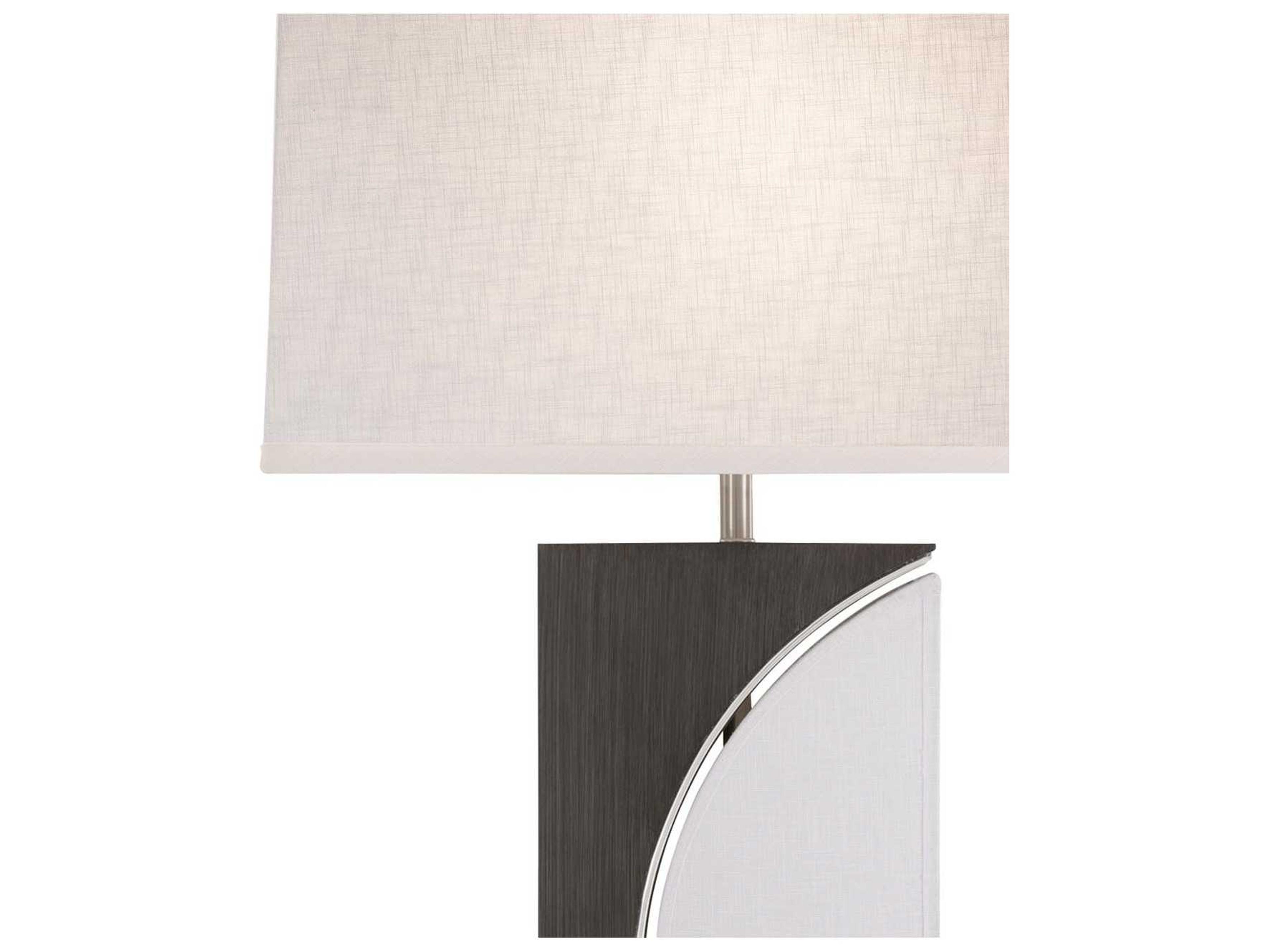 Nova Half Moon Charcoal Gray Brushed Nickel White Linen Buffet Lamp