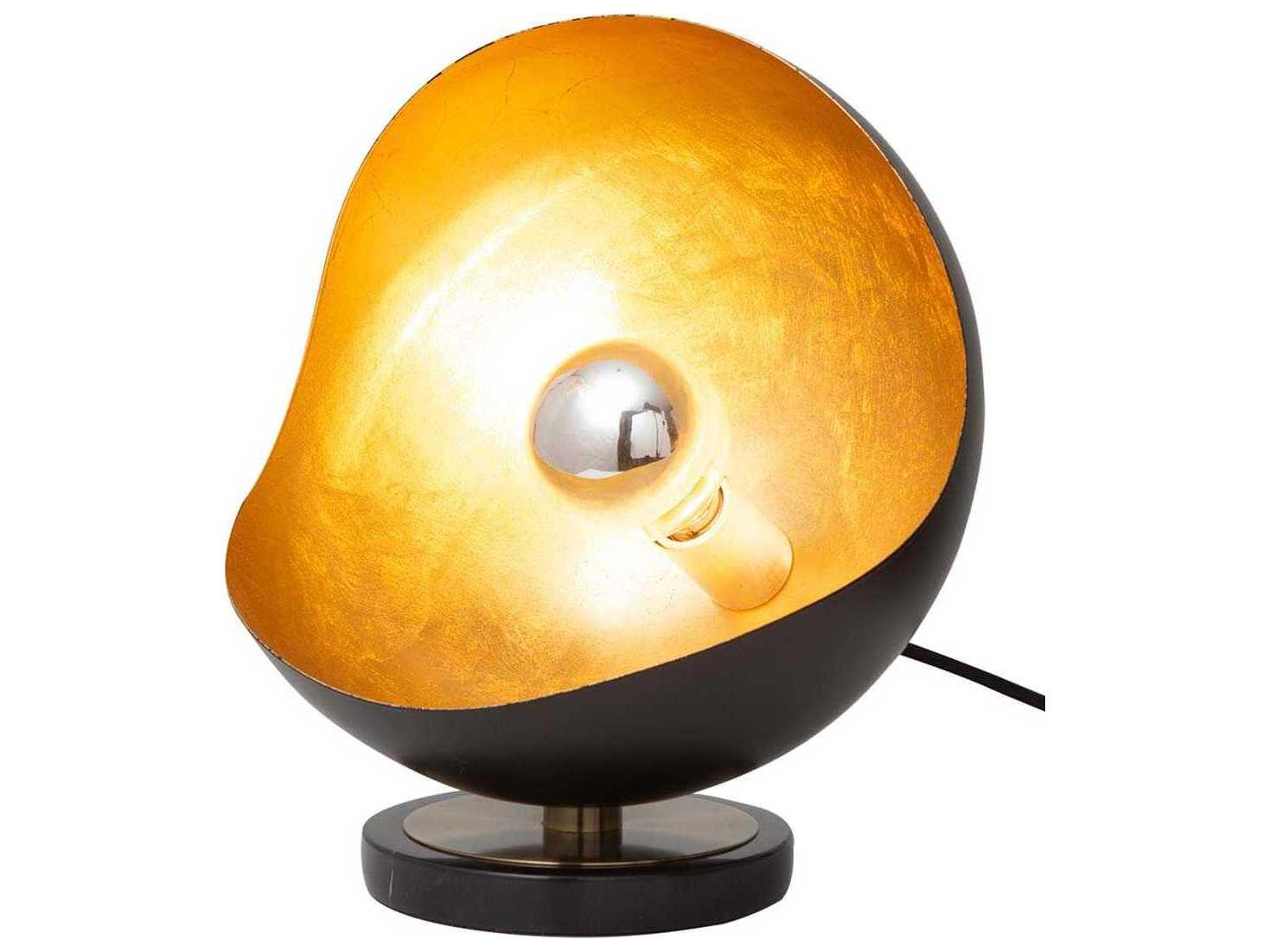 Nova Luna Bella Matte Black Gold Leaf Steel Table Lamp
