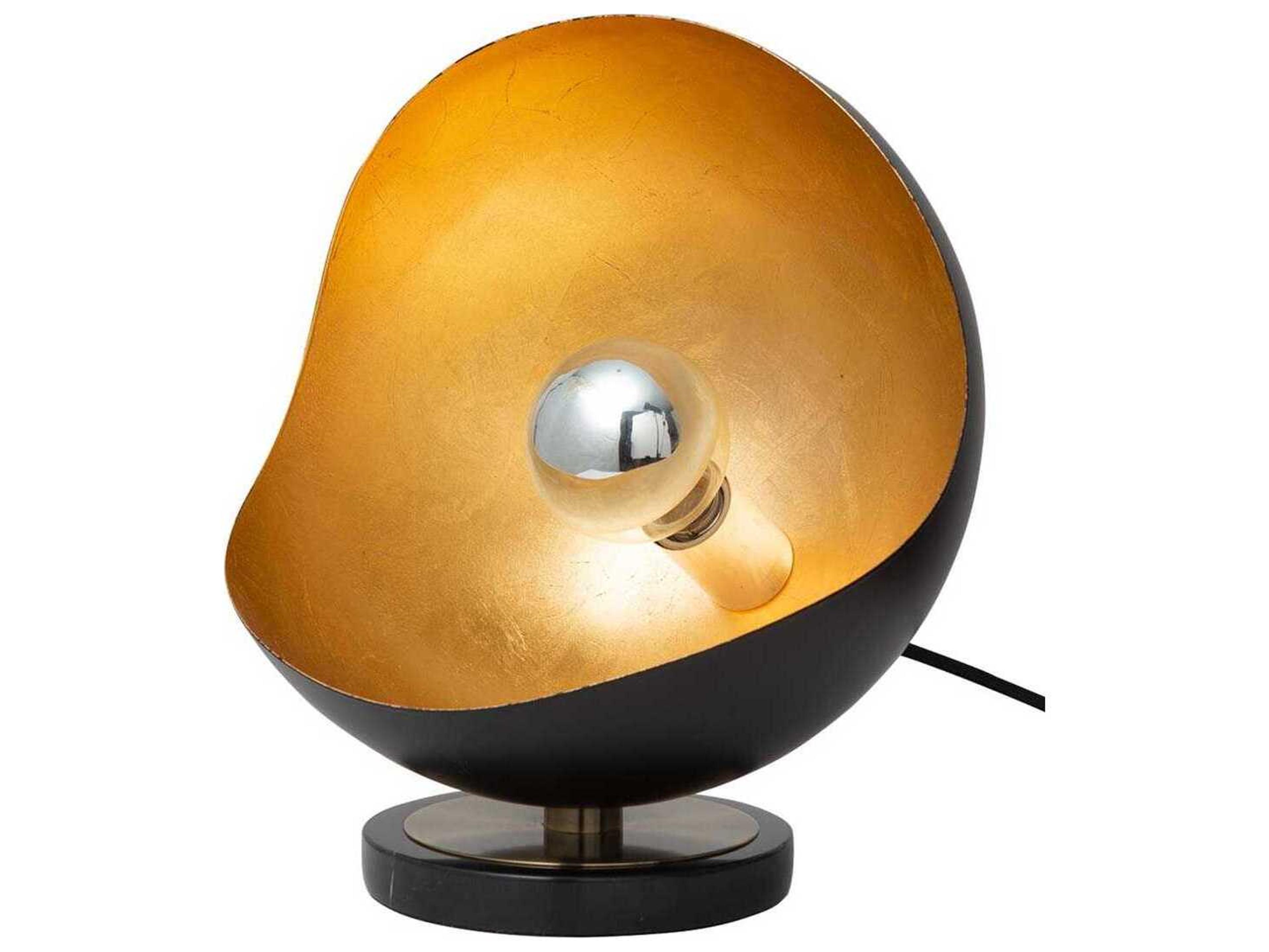 Nova Luna Bella Matte Black Gold Leaf Steel Table Lamp