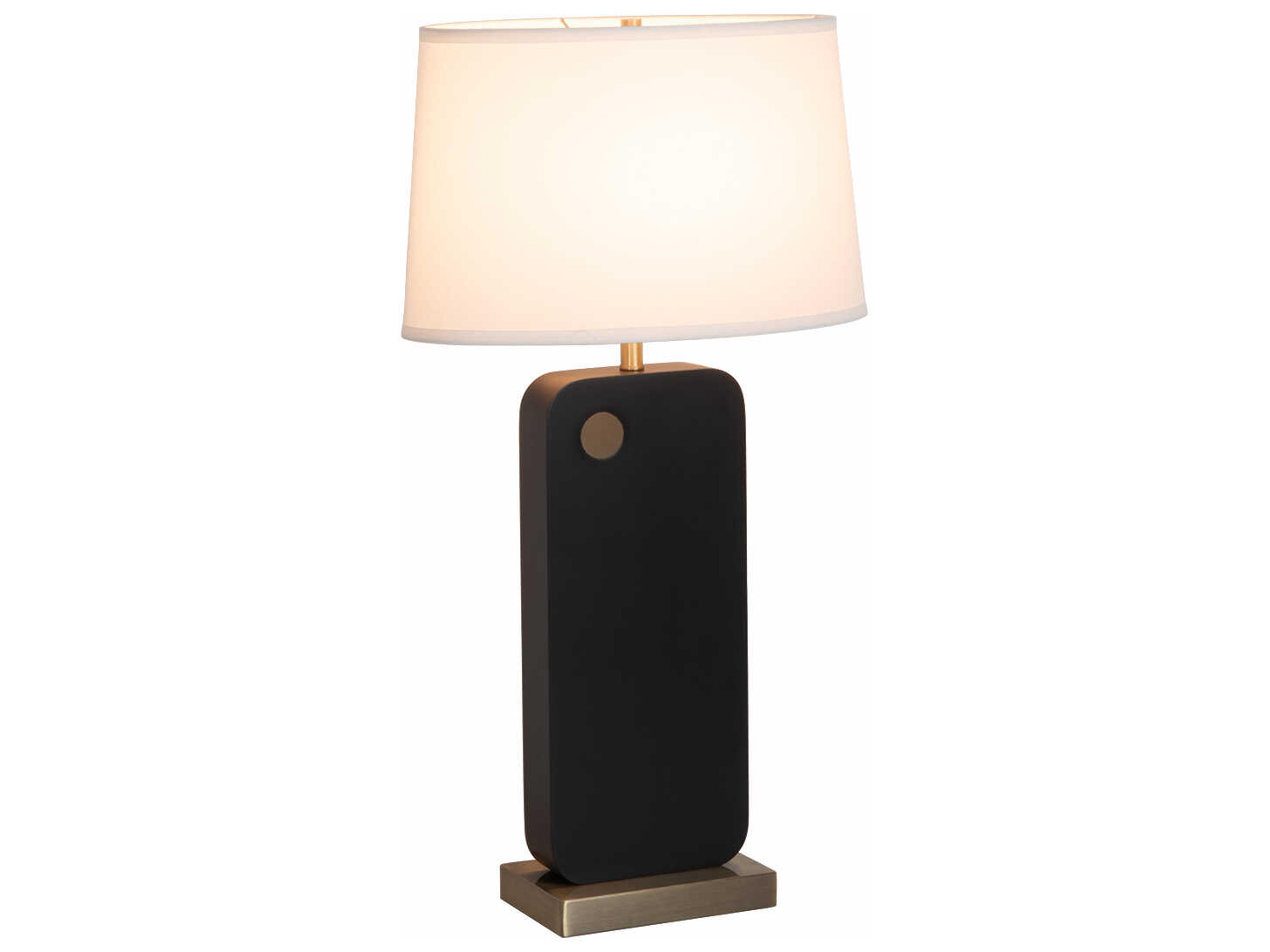 Laurel Ebony Weathered Brass White Linen Black Buffet Lamp