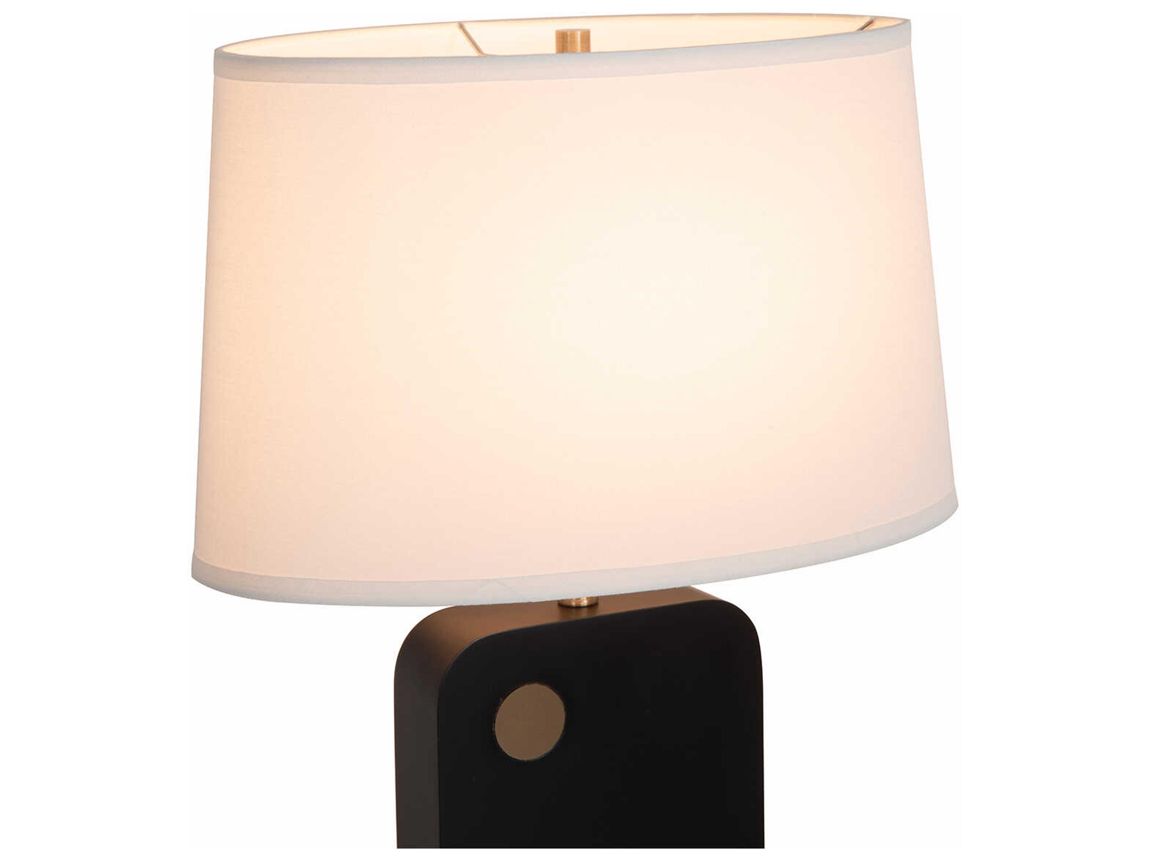 Nova Laurel Ebony Weathered Brass White Linen Black Buffet Lamp