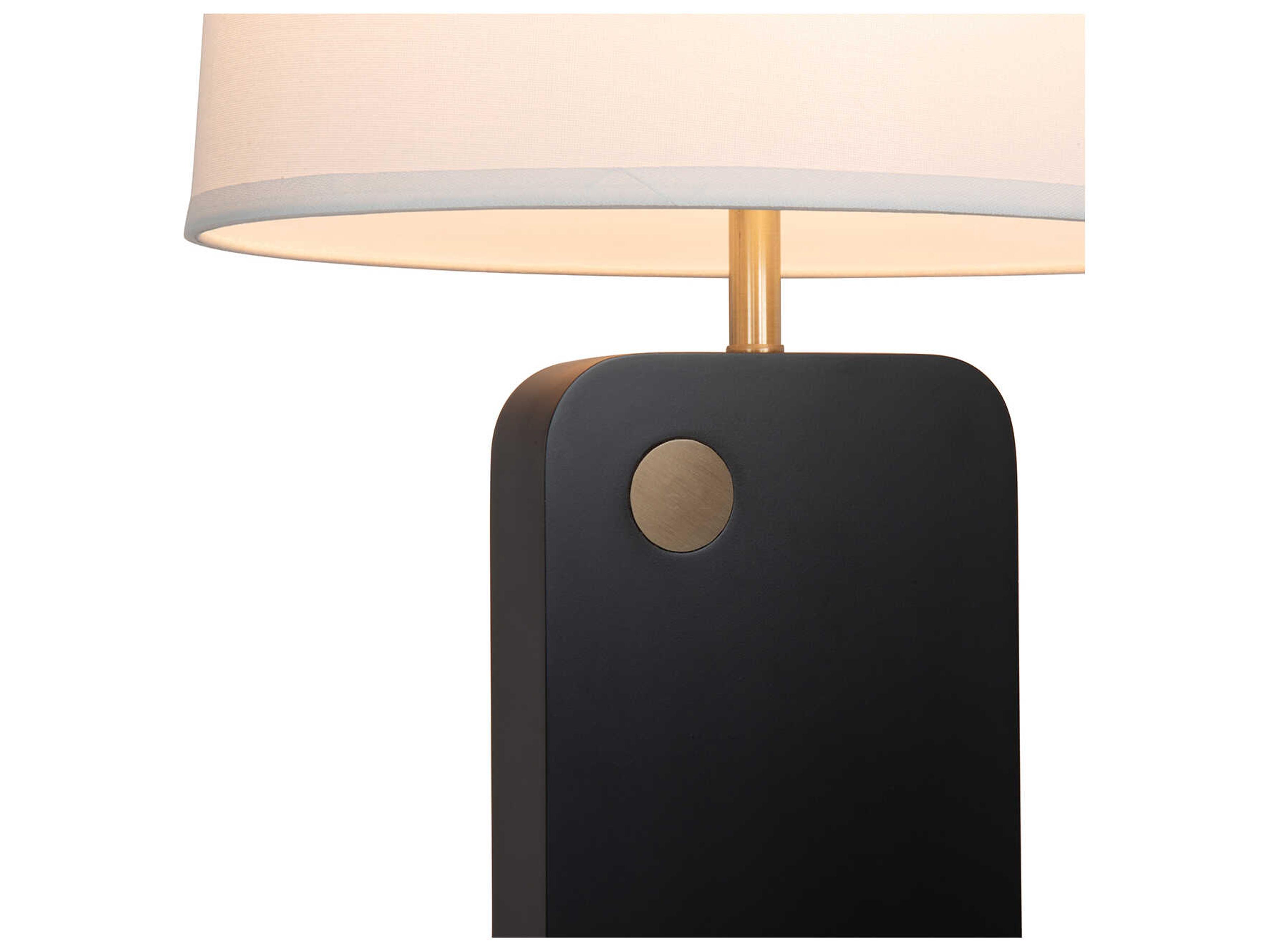 Nova Laurel Ebony Weathered Brass White Linen Black Buffet Lamp