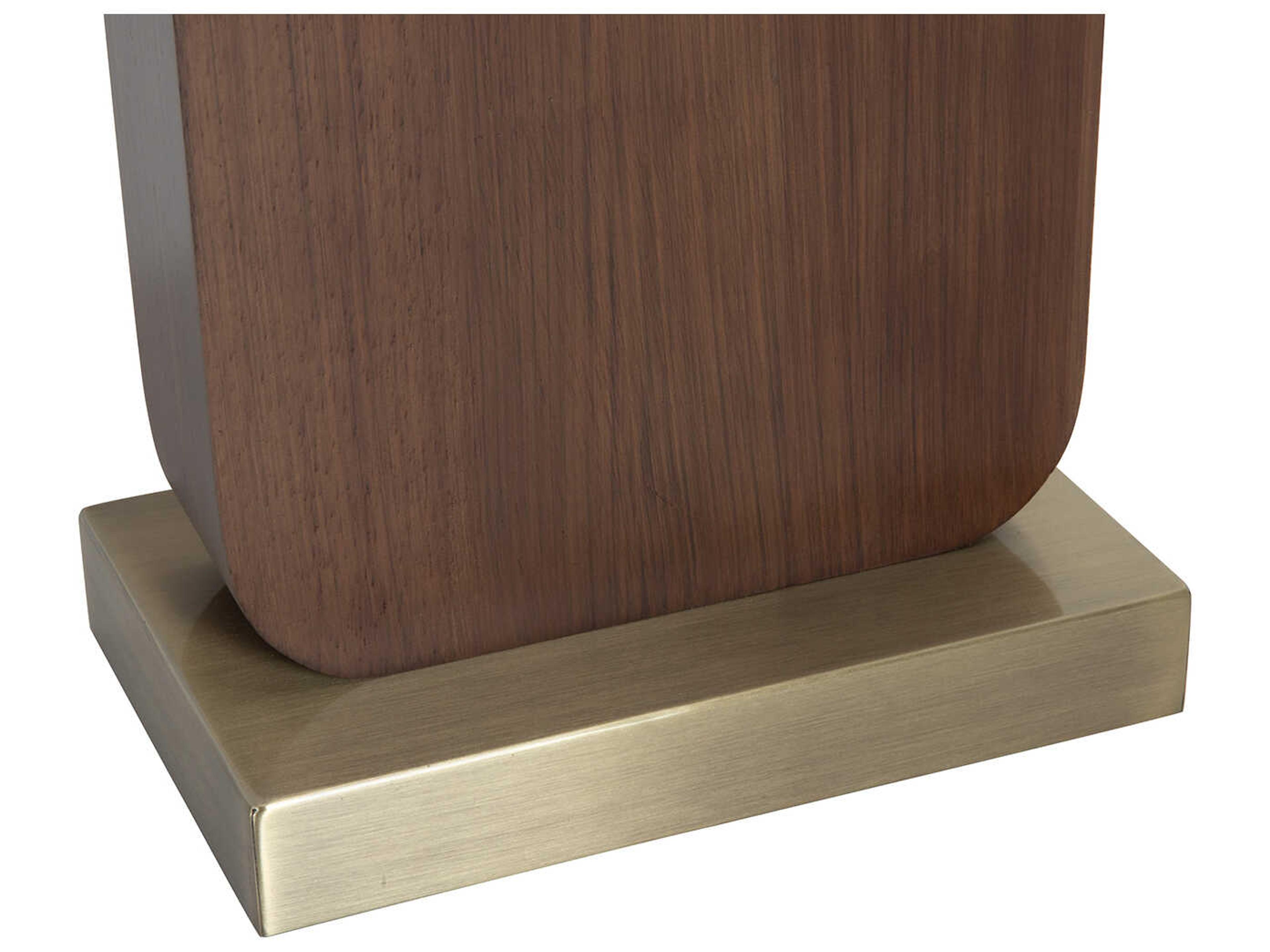 Nova Laurel Dark Walnut Weathered Brass White Linen Brown Buffet Lamp