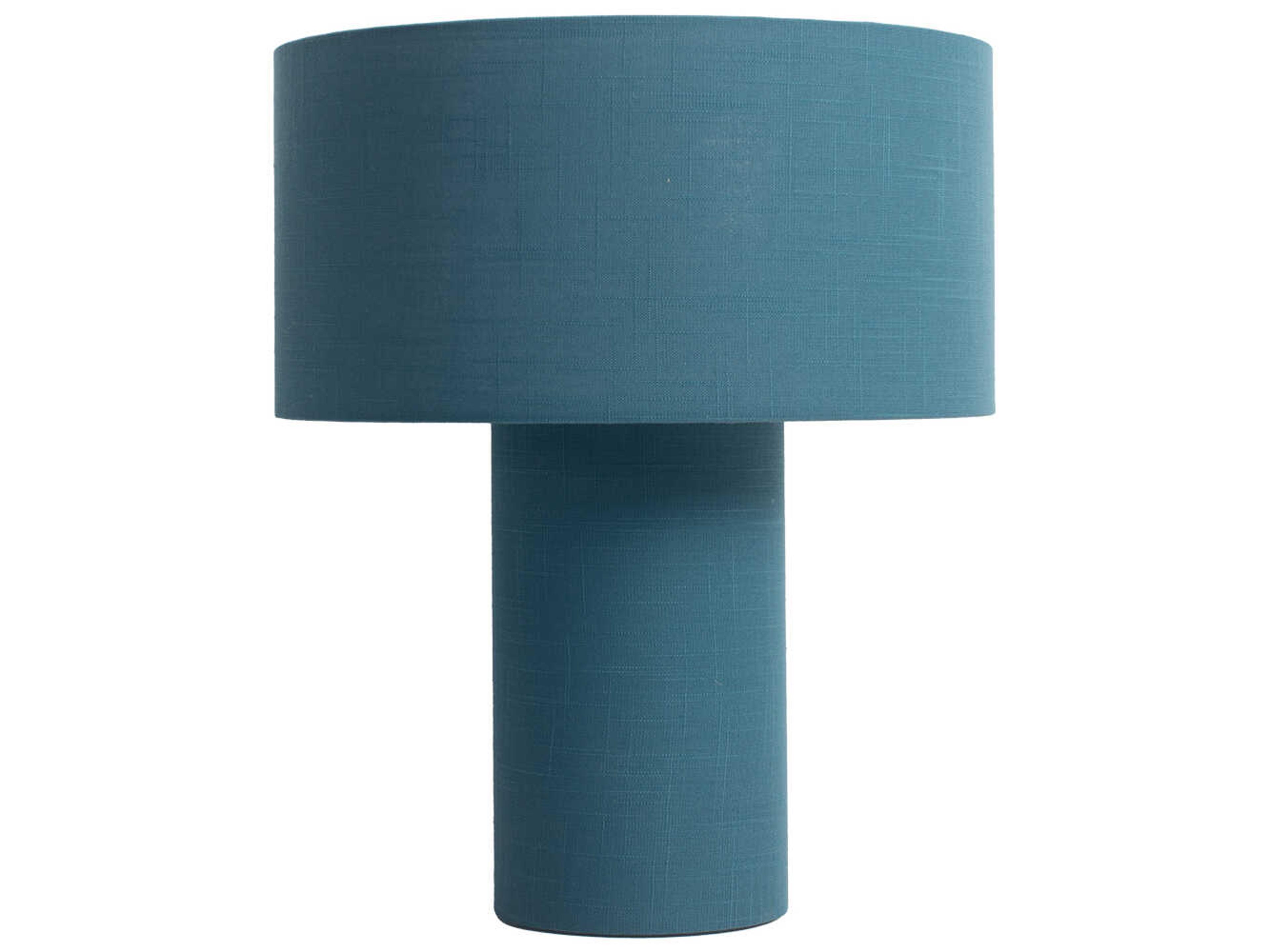 Nova Moonlight Sage Matte Black Linen Blue Table Lamp