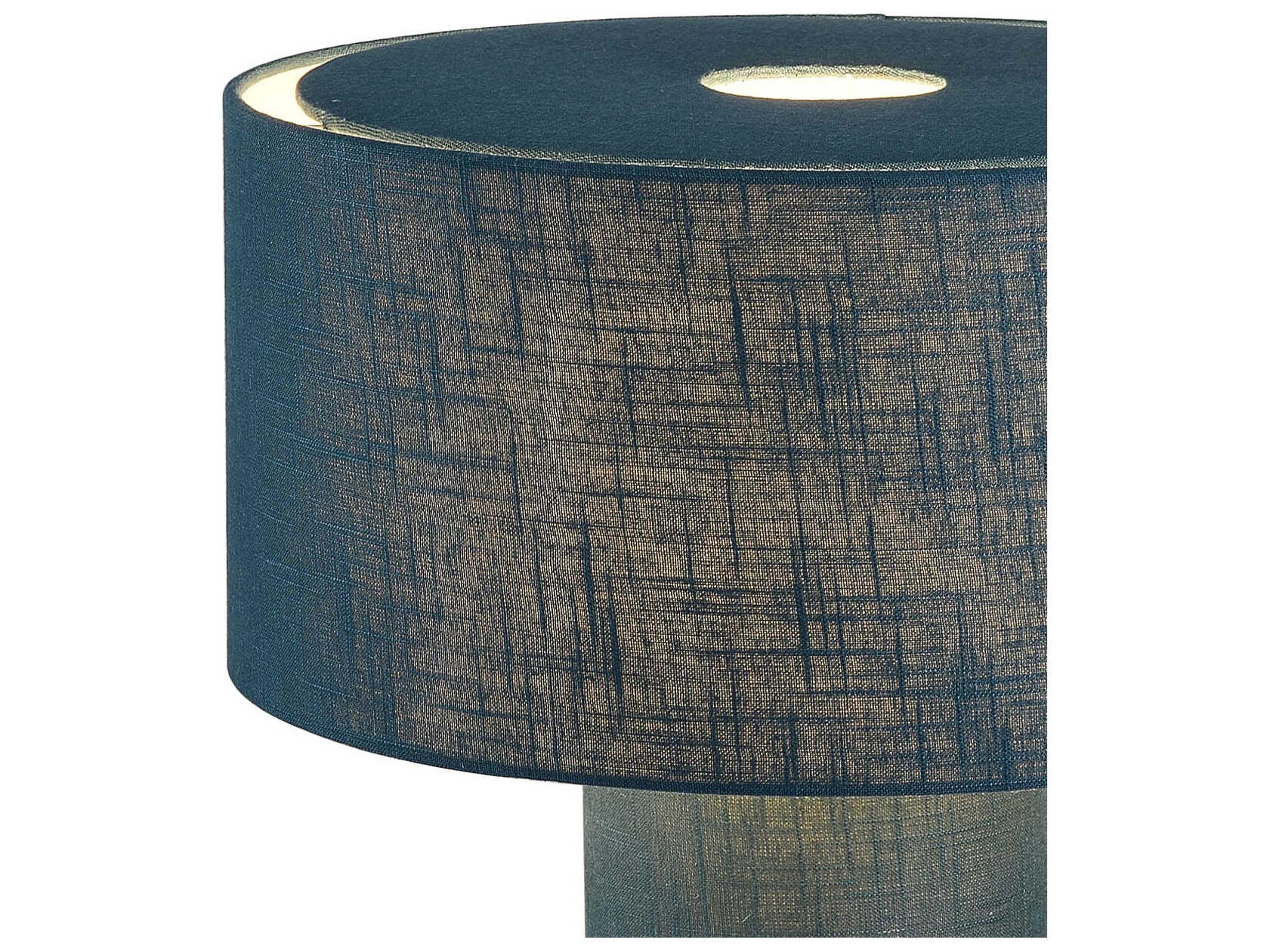 Nova Moonlight Sage Matte Black Linen Blue Table Lamp