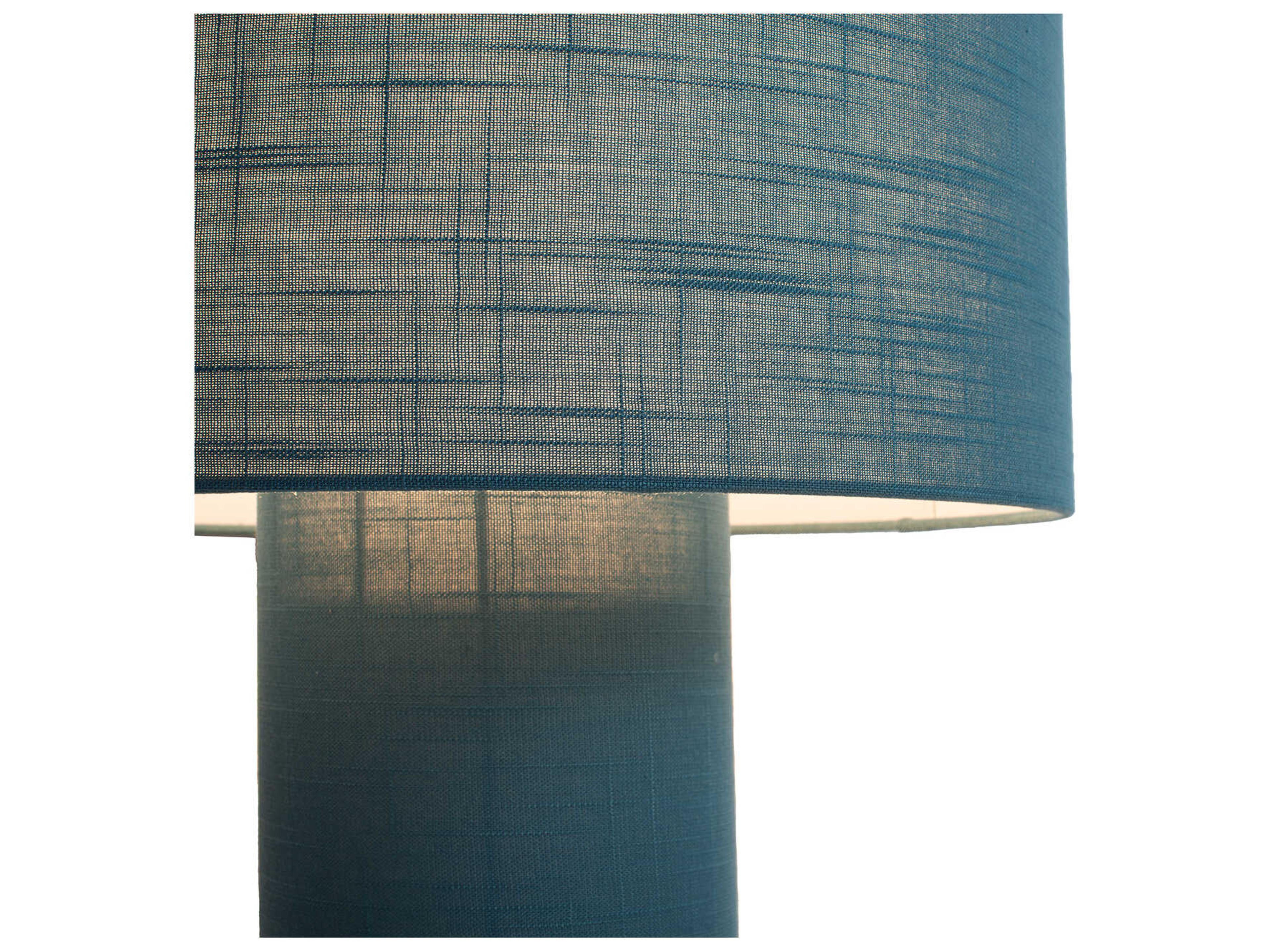 Nova Moonlight Sage Matte Black Linen Blue Table Lamp