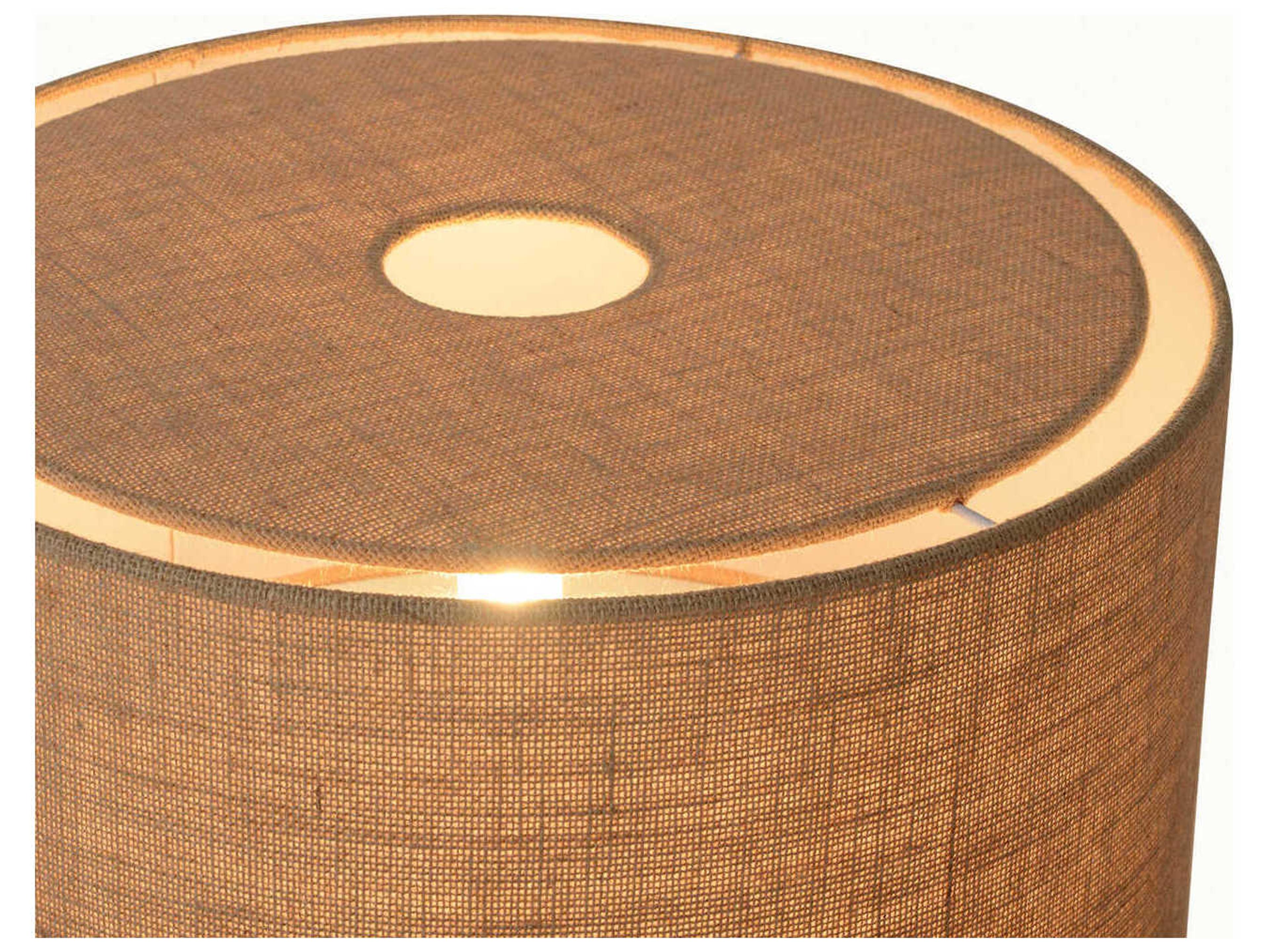 Nova Moonlight Beige Woven Burlap Bronze Table Lamp