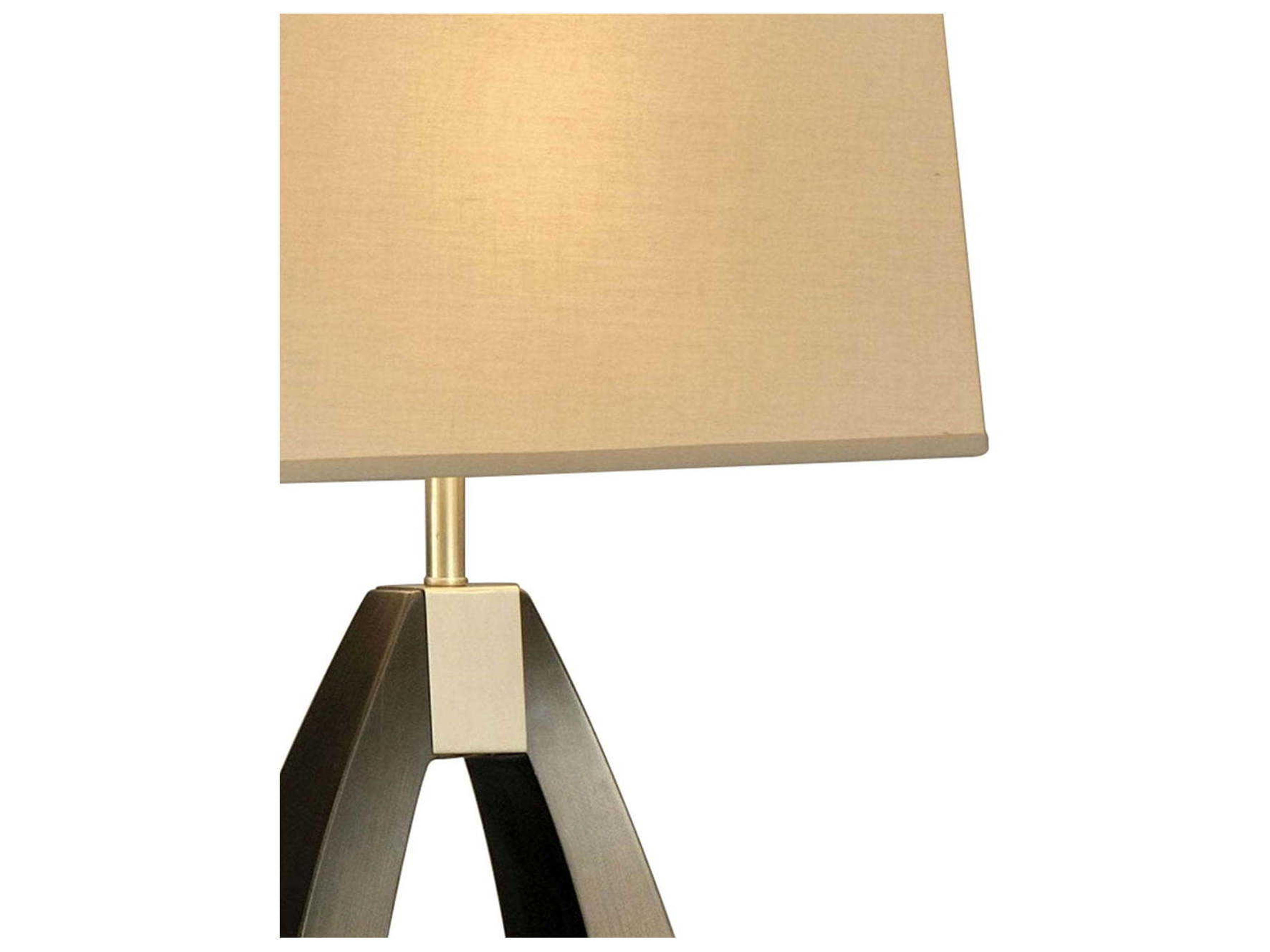 Nova Trina Pecan Brushed Nickel White Linen Gray Buffet Lamp