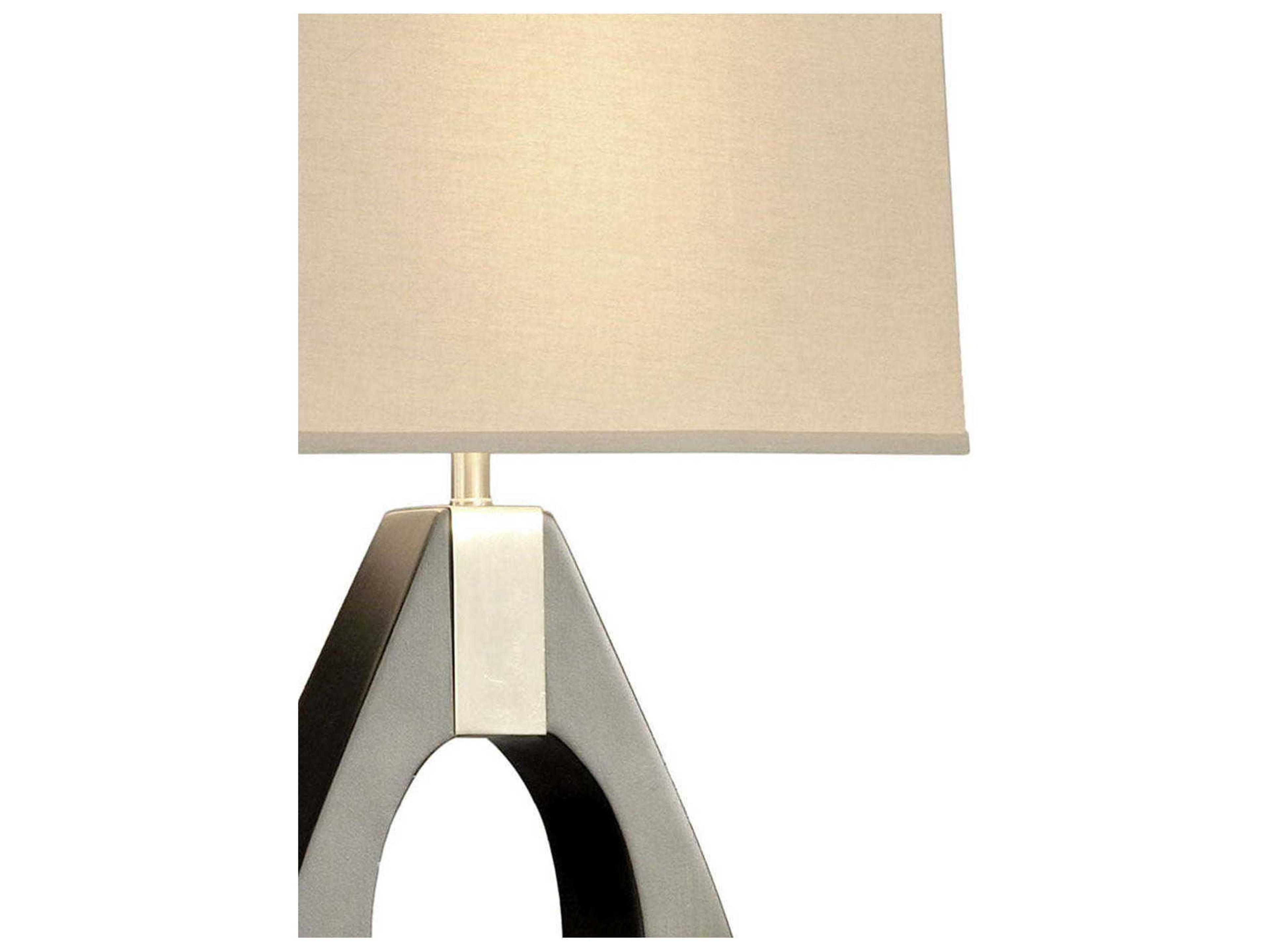 Nova Pearson Pecan Brushed Nickel Off White Linen Gray Table Lamp