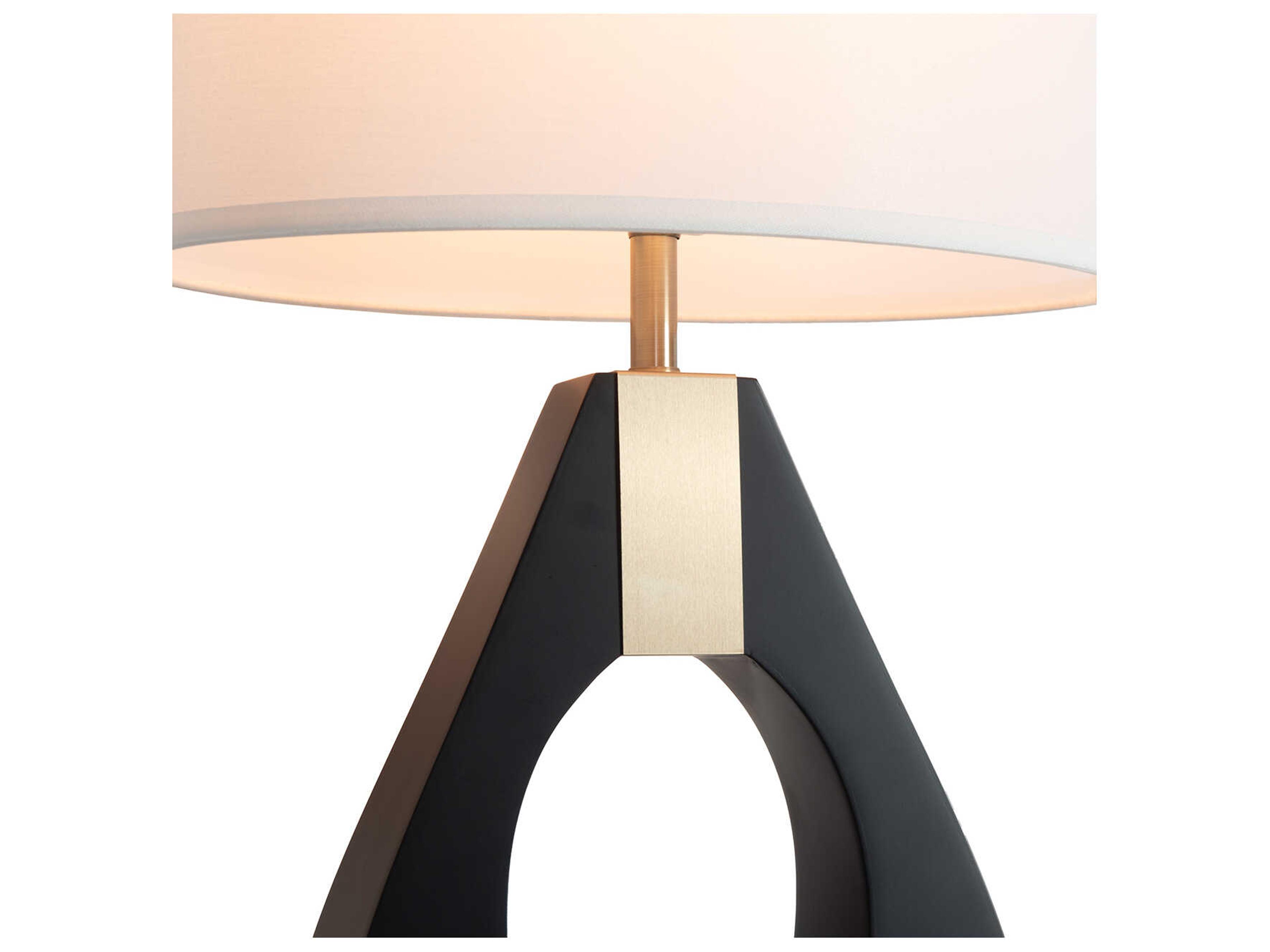 Nova Pearson Ebony Weathered Brass White Linen Black Buffet Lamp