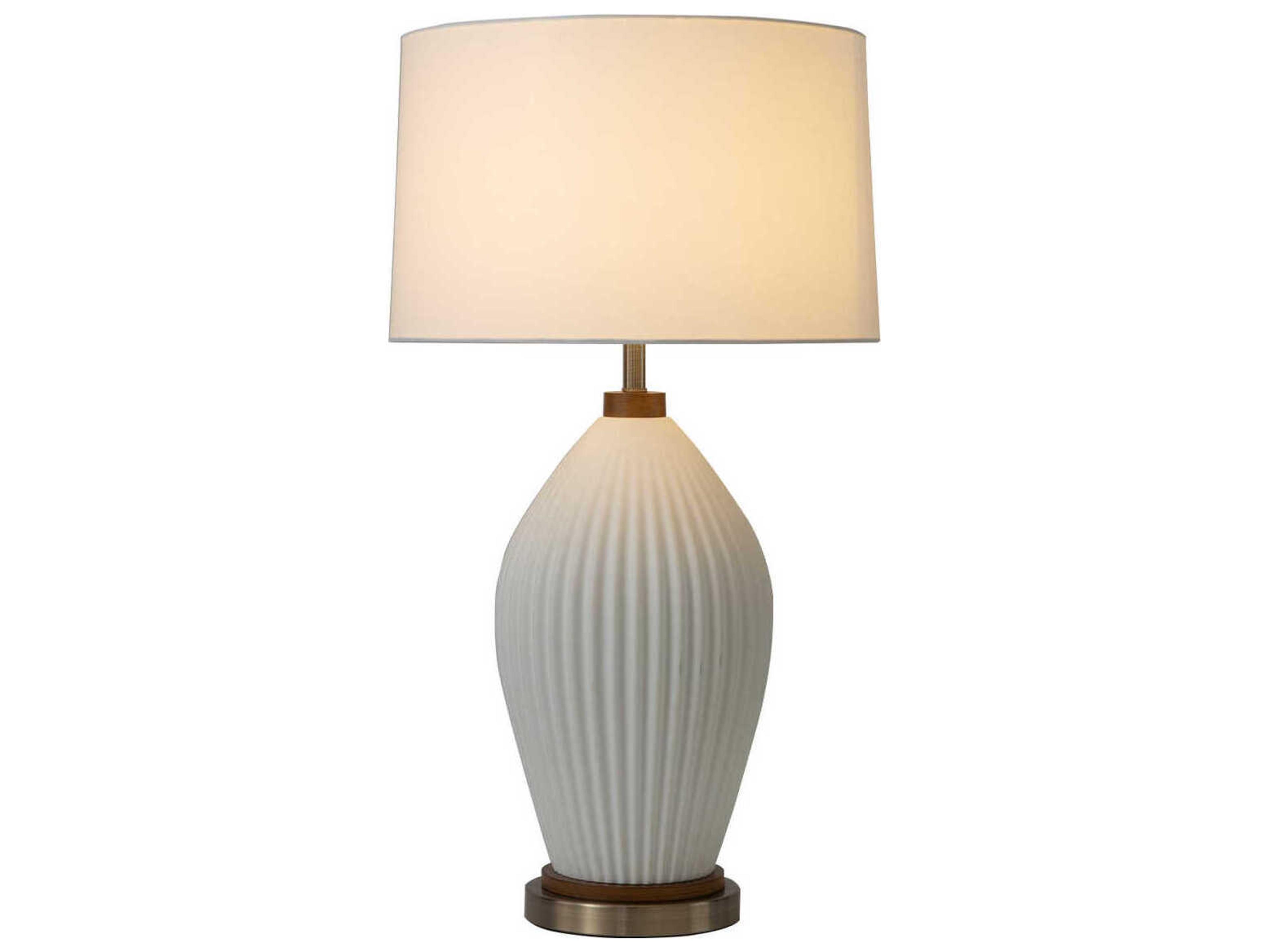 Nova Bone Porcelain Santa Clara Weathered Brass Walnut White Buffet Lamp