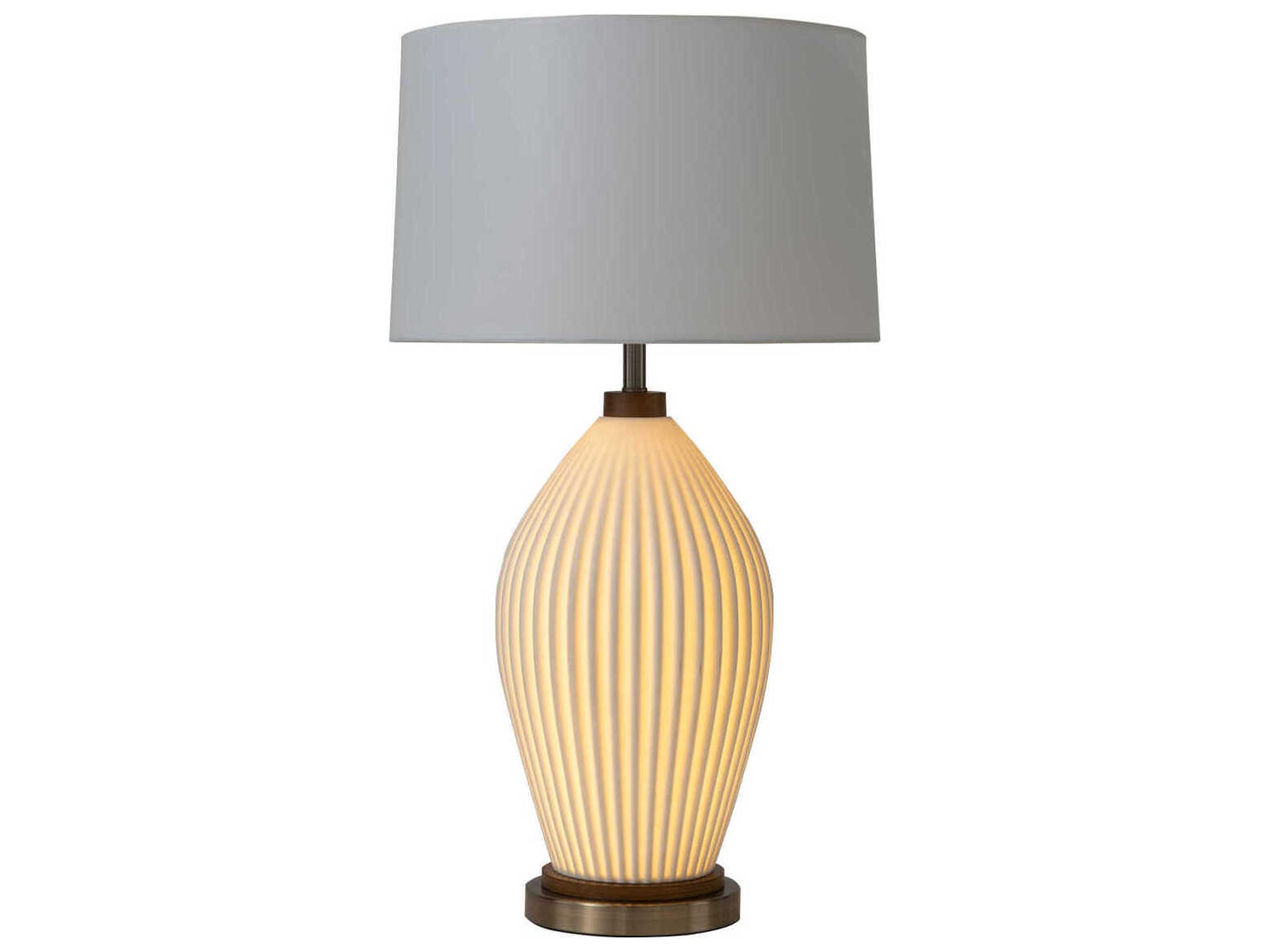 Nova Bone Porcelain Santa Clara Weathered Brass Walnut White Buffet Lamp