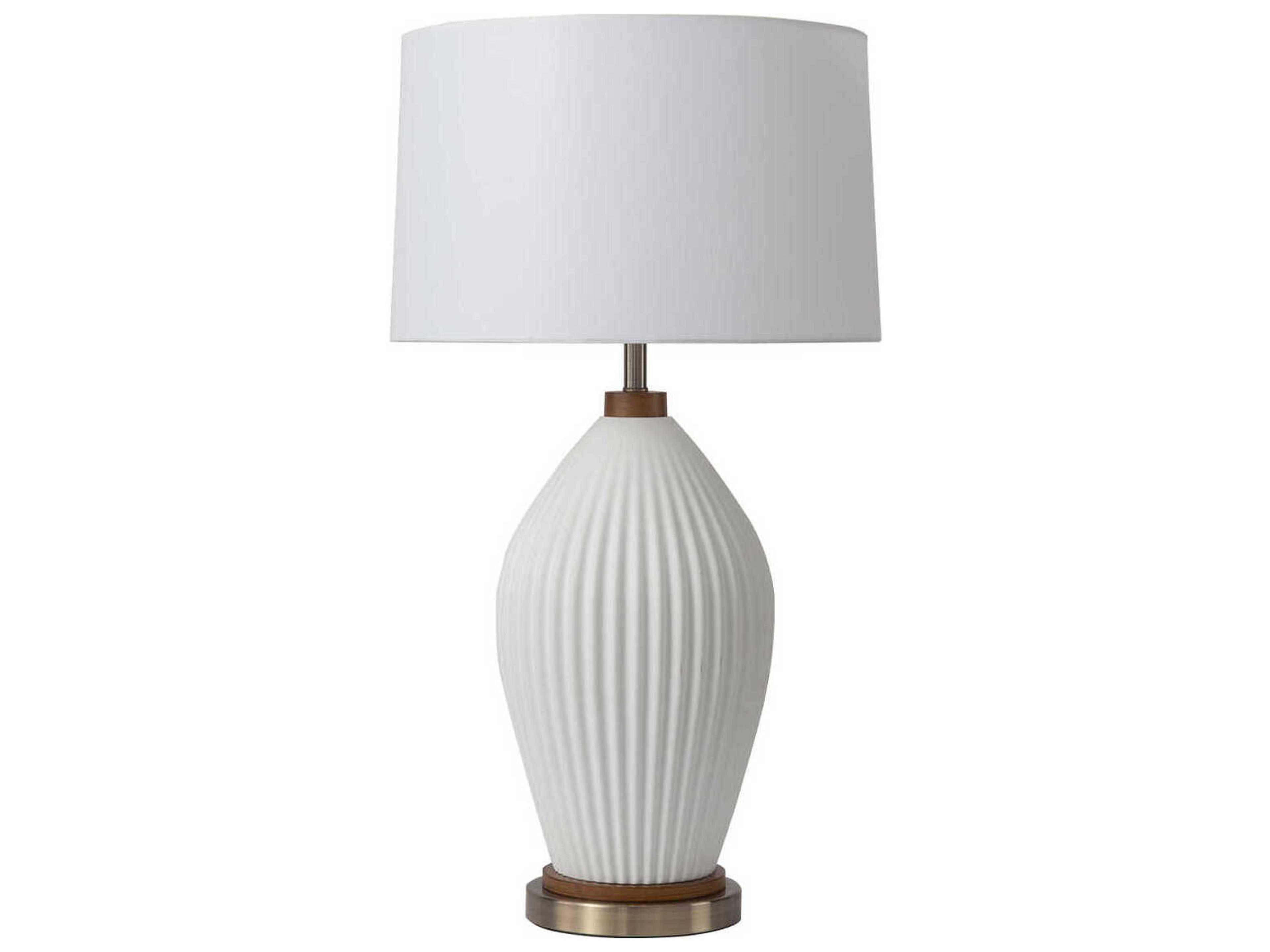 Nova Bone Porcelain Santa Clara Weathered Brass Walnut White Buffet Lamp