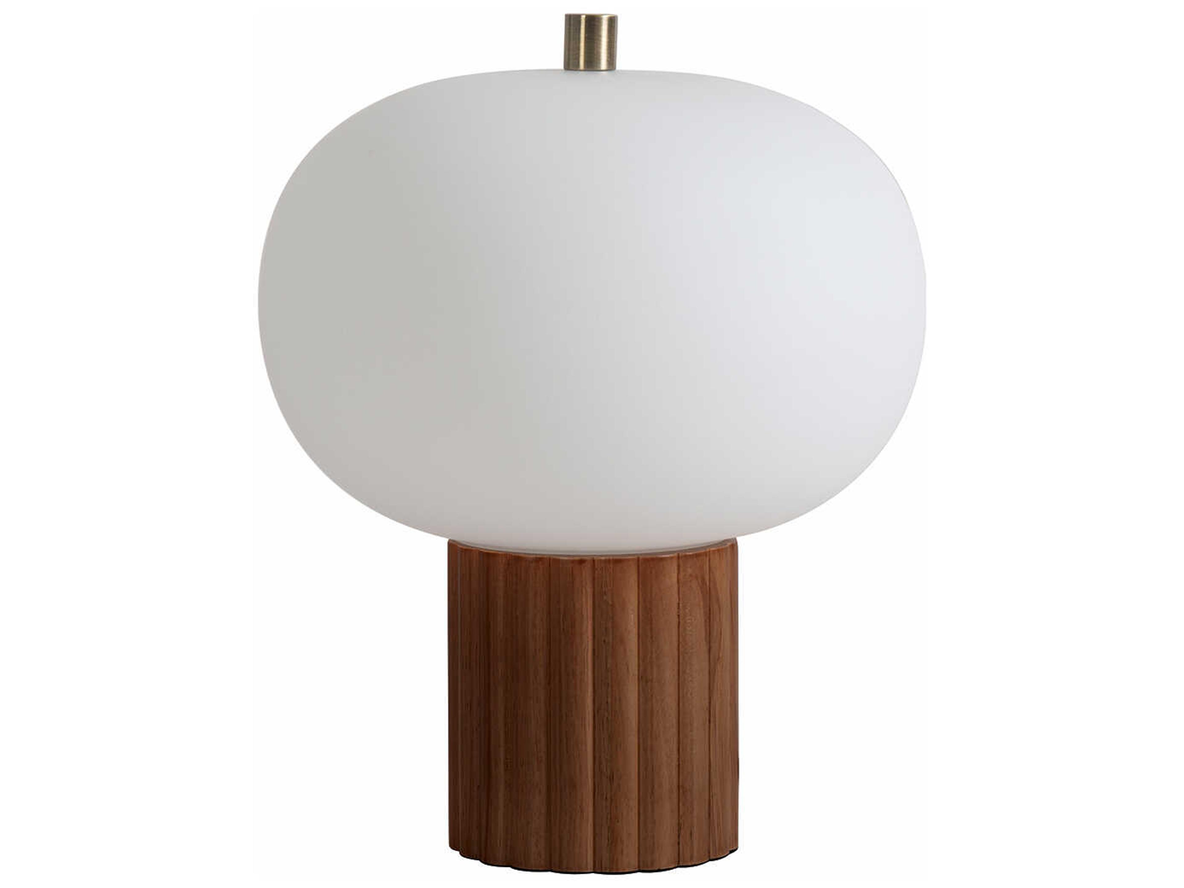 Nova Tambo Dark Walnut Weathered Brass White Linen Brown Buffet Lamp