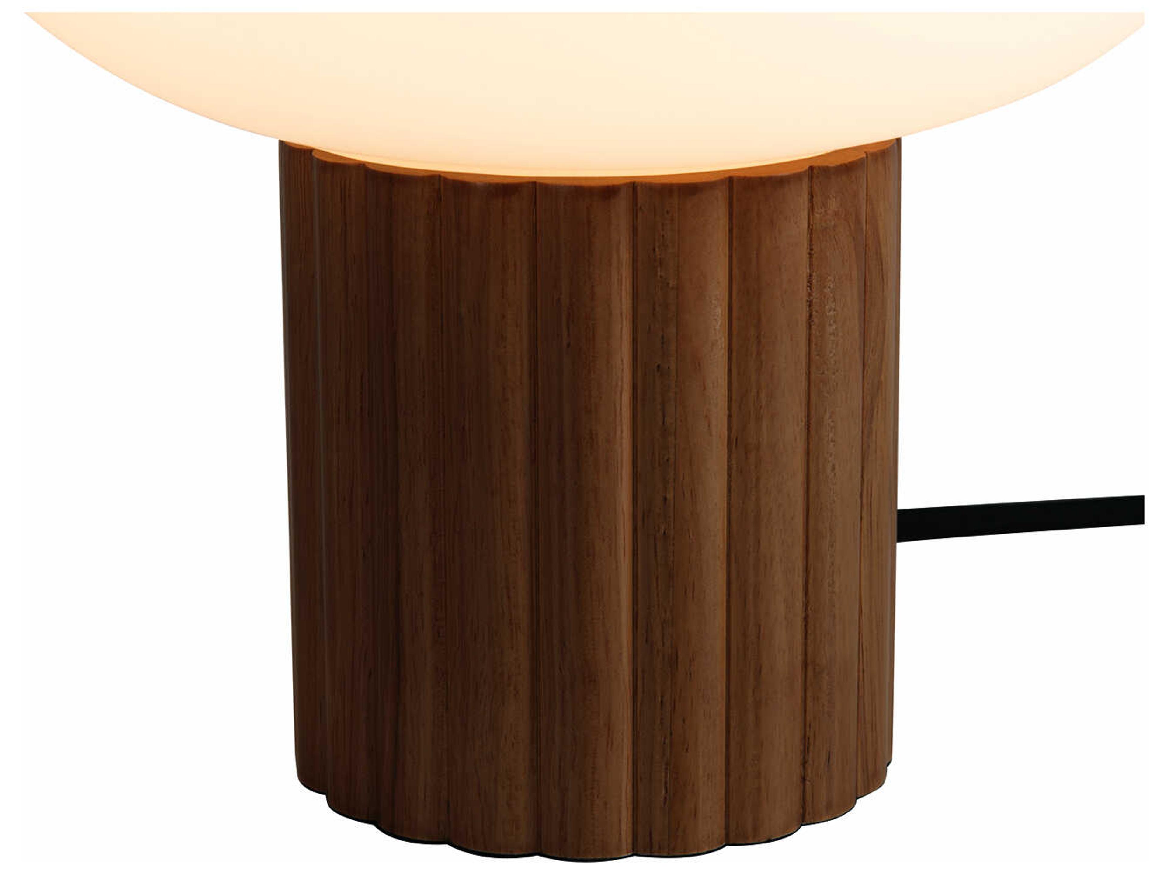 Nova Tambo Dark Walnut Weathered Brass White Linen Brown Buffet Lamp