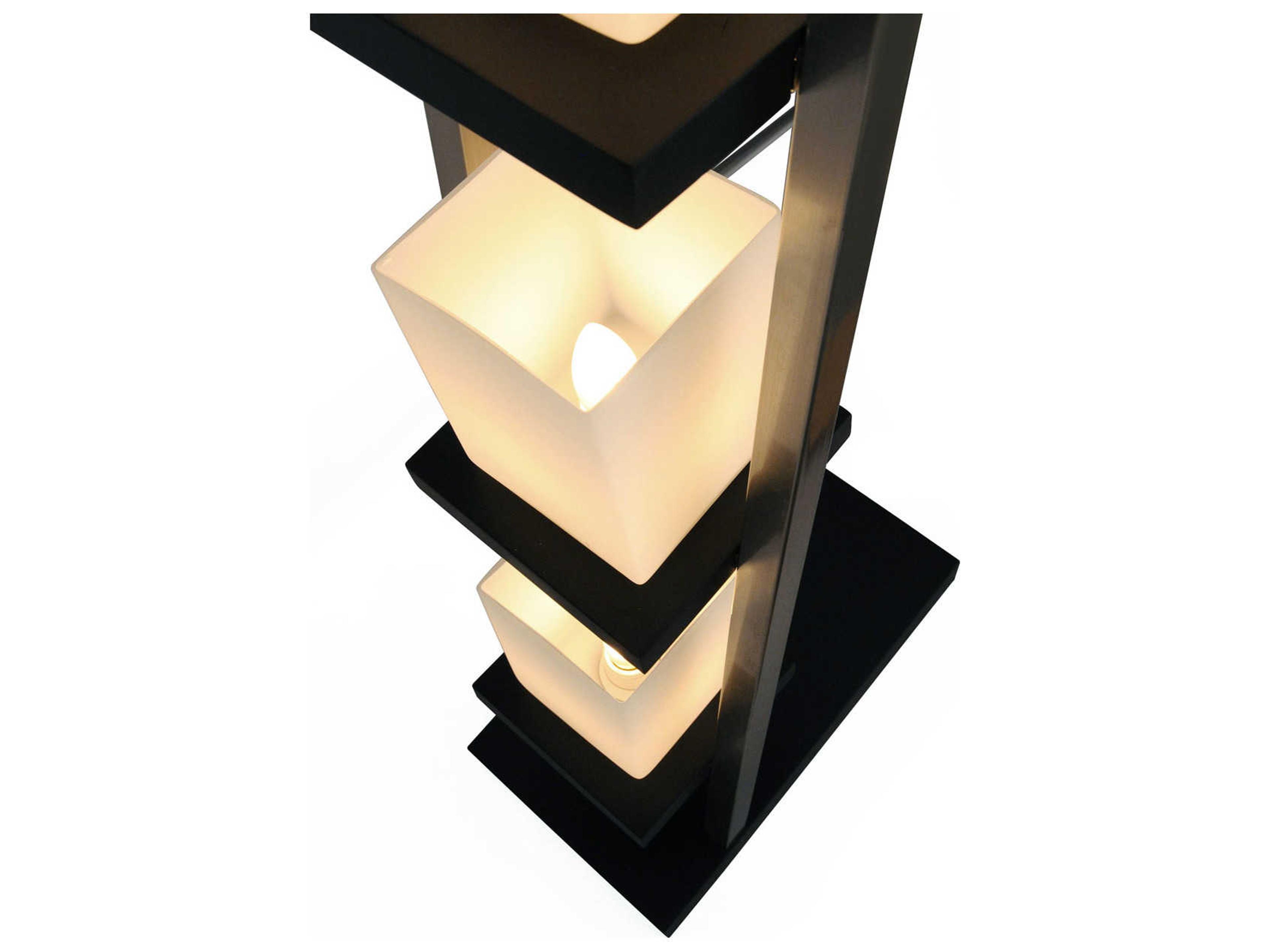 Nova Escalier Espresso Brushed Nickel Off White Glass Brown Floor Lamp