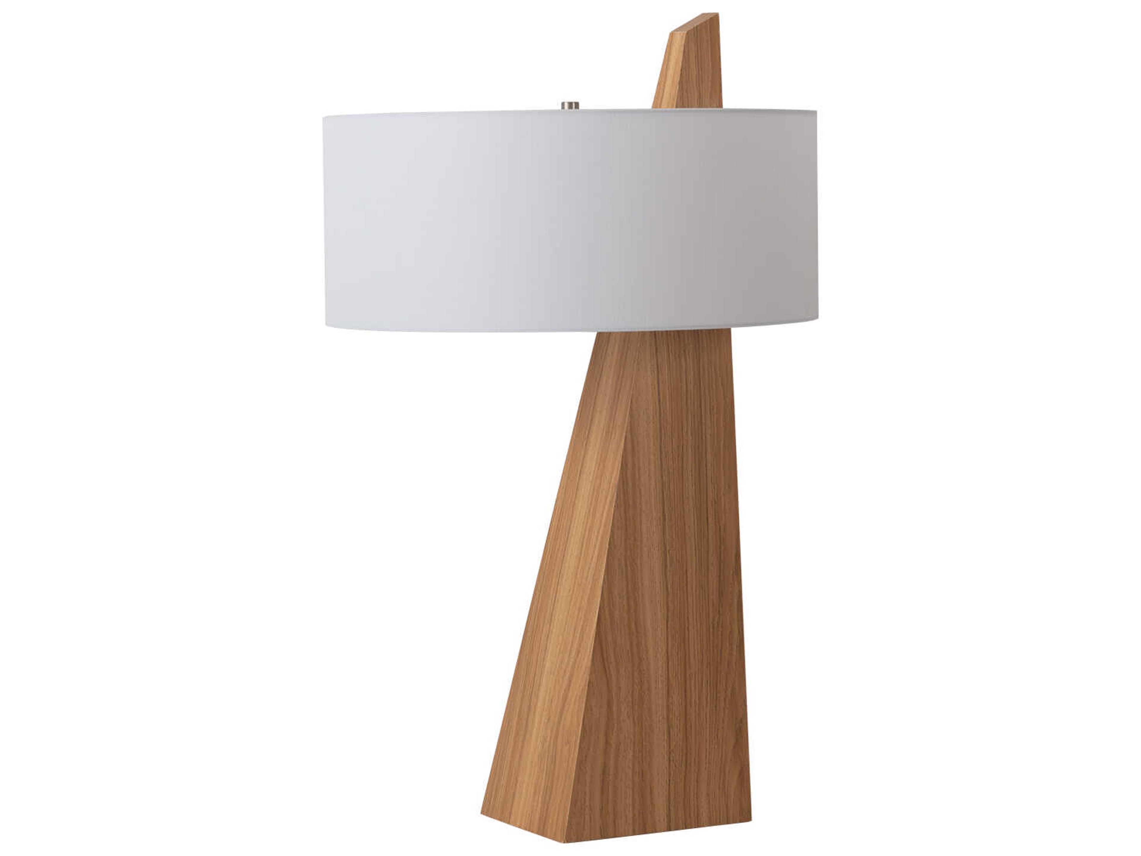 Nova Obelisk Natural Ash White Linen Brown Buffet Lamp