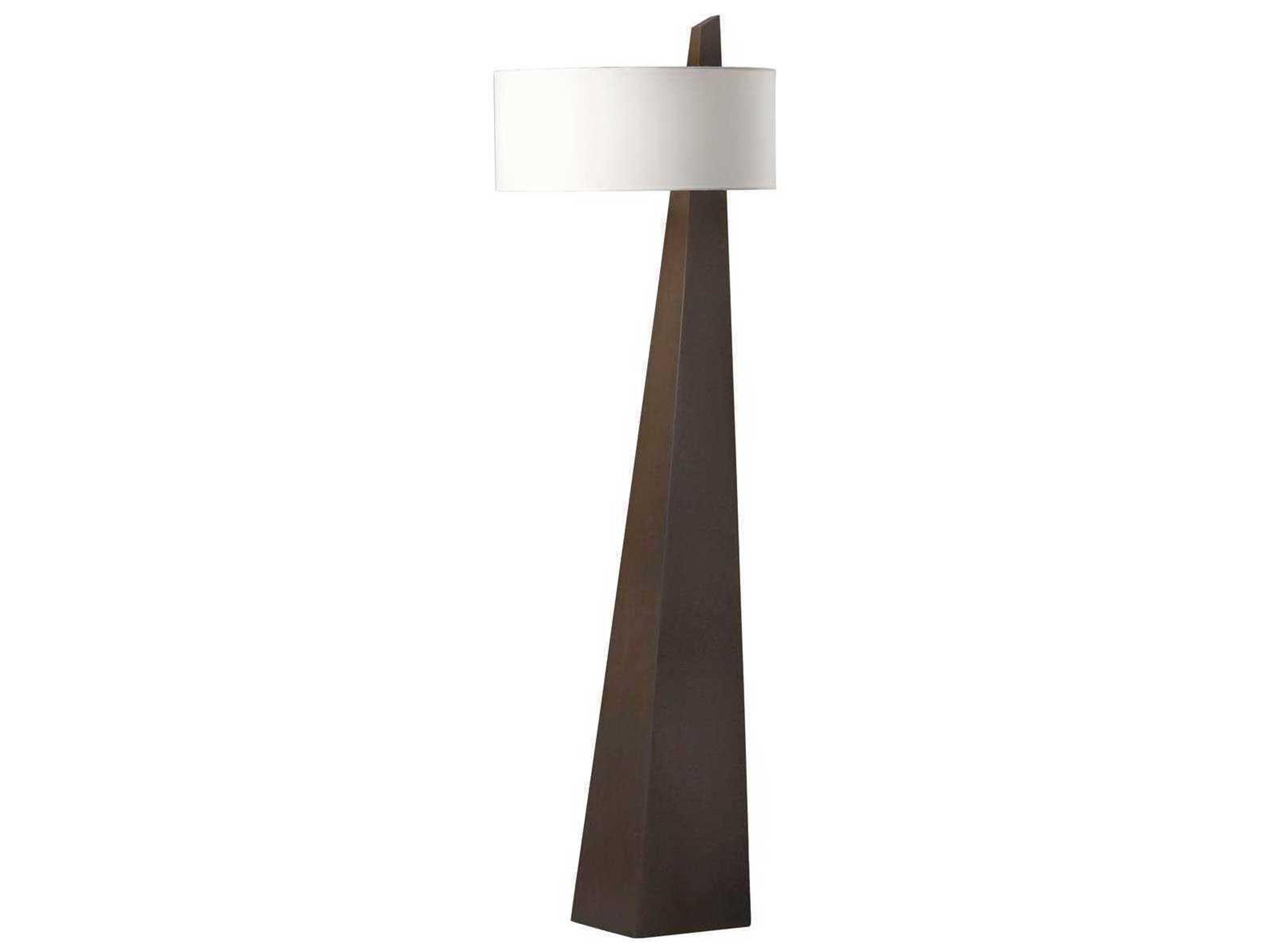 Obelisk Floor Lamp in Chestnut and White Linen