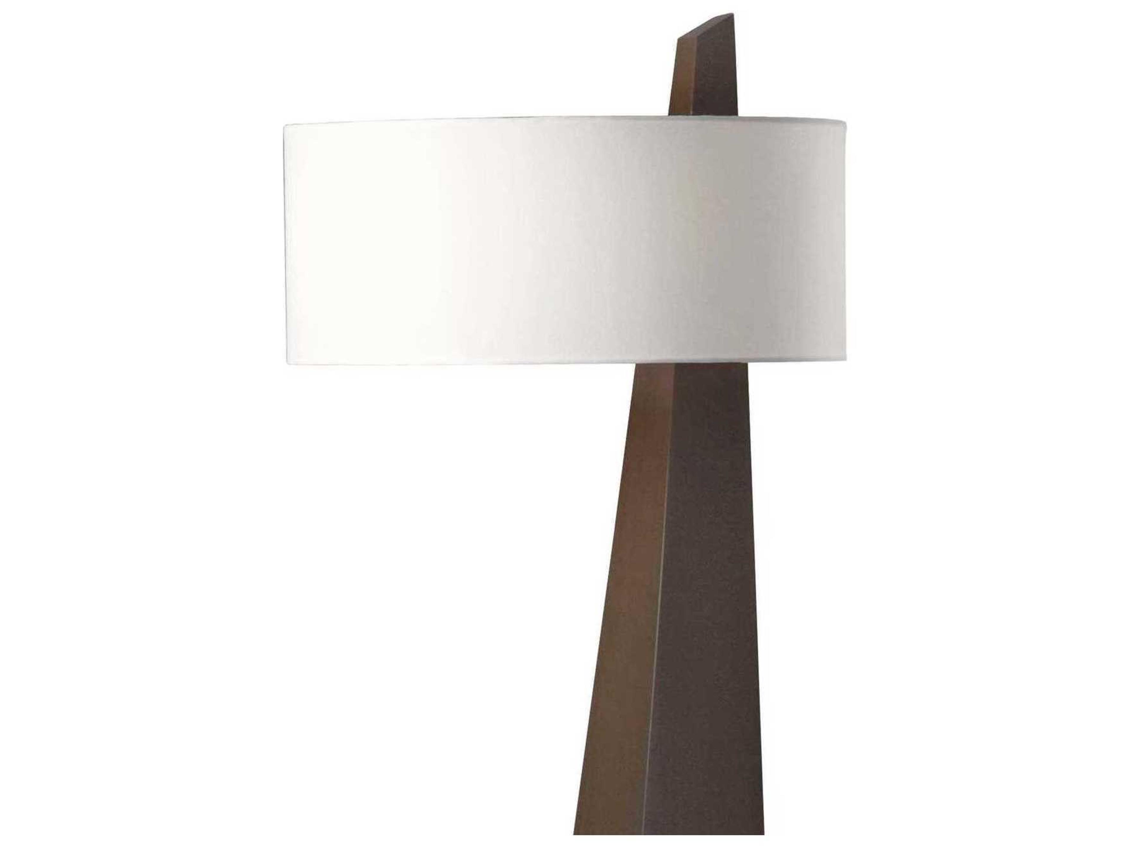 Nova Obelisk Chestnut White Linen Brown Floor Lamp