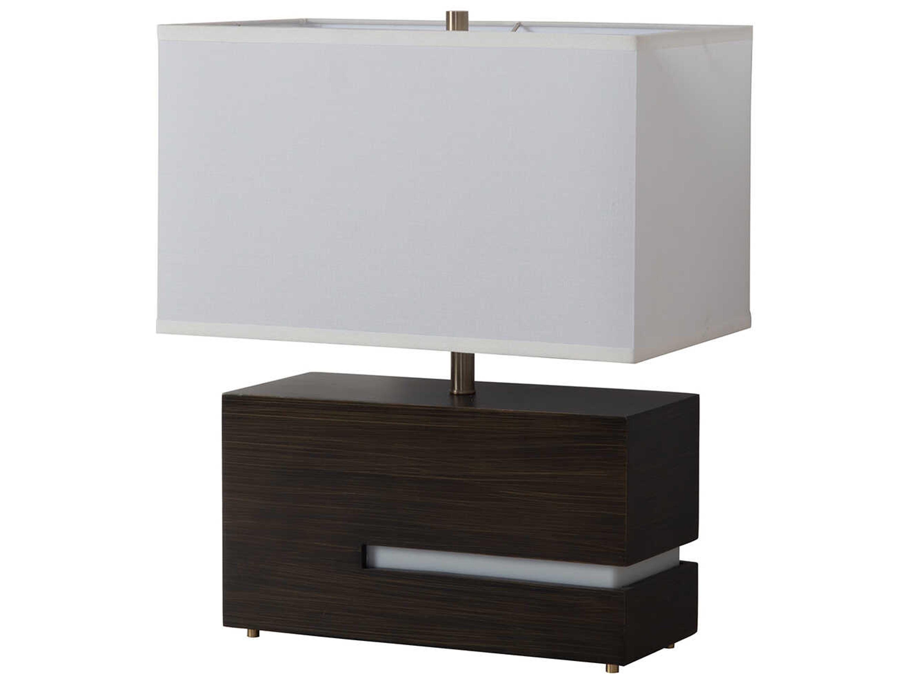 Nova Zen Ebony Weathered Brass White Linen Black Table Lamp