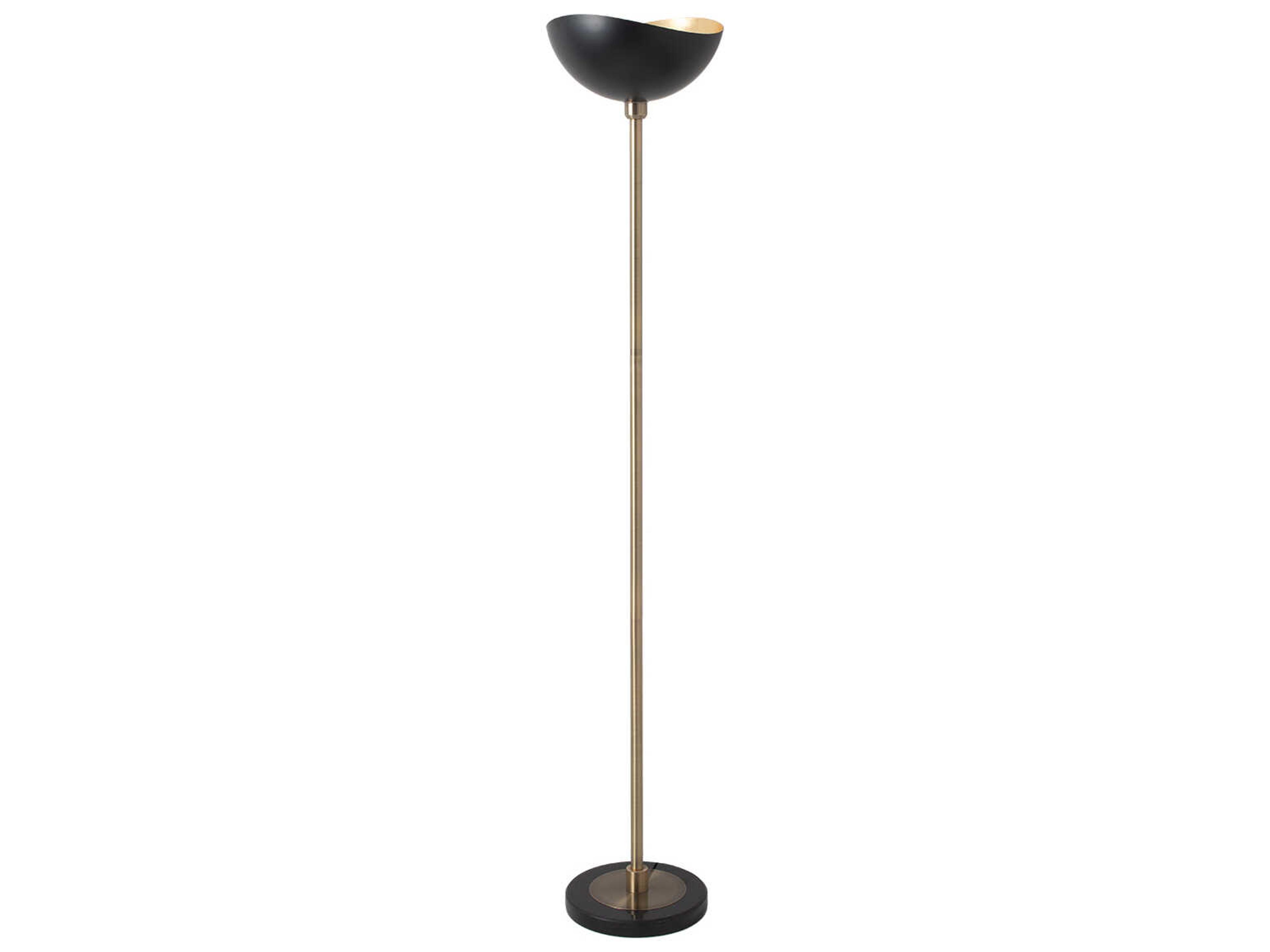 Nova Luna Bella Weathered Brass Gold Leaf Steel Black Floor Lamp