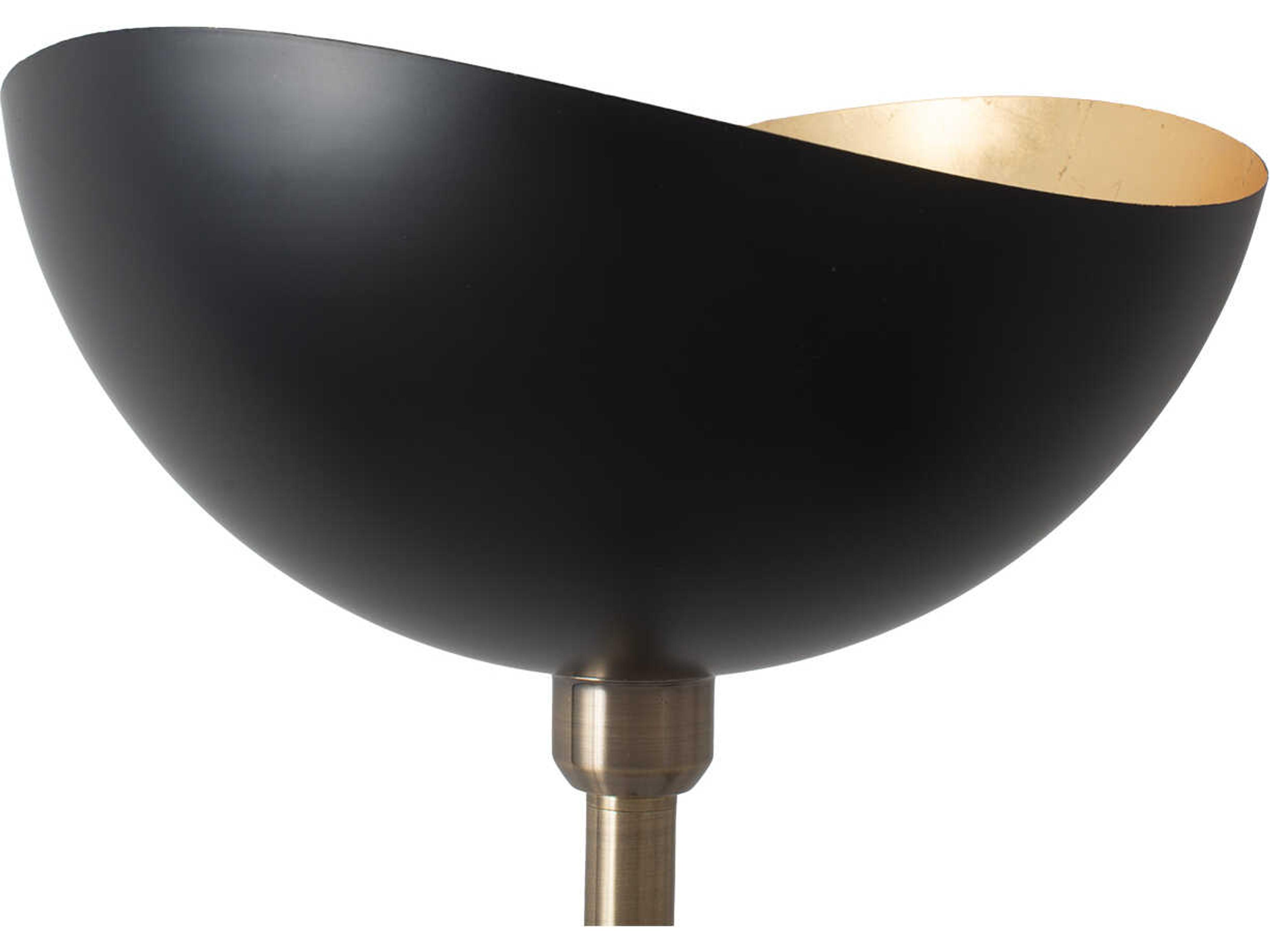 Nova Luna Bella Weathered Brass Gold Leaf Steel Black Floor Lamp