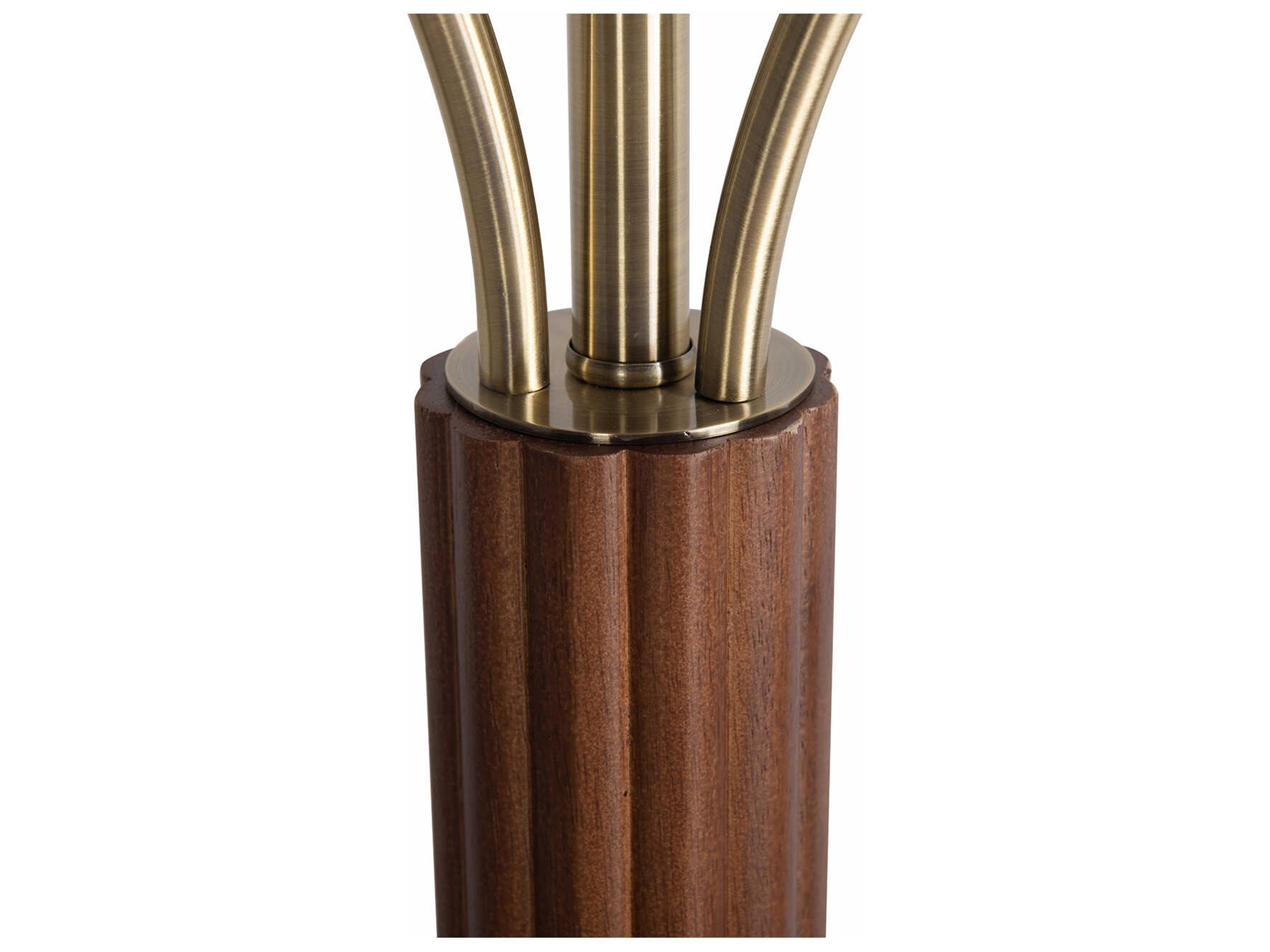 Nova Tambo Dark Walnut Weathered Brass Opal Glass Brown Floor Lamp