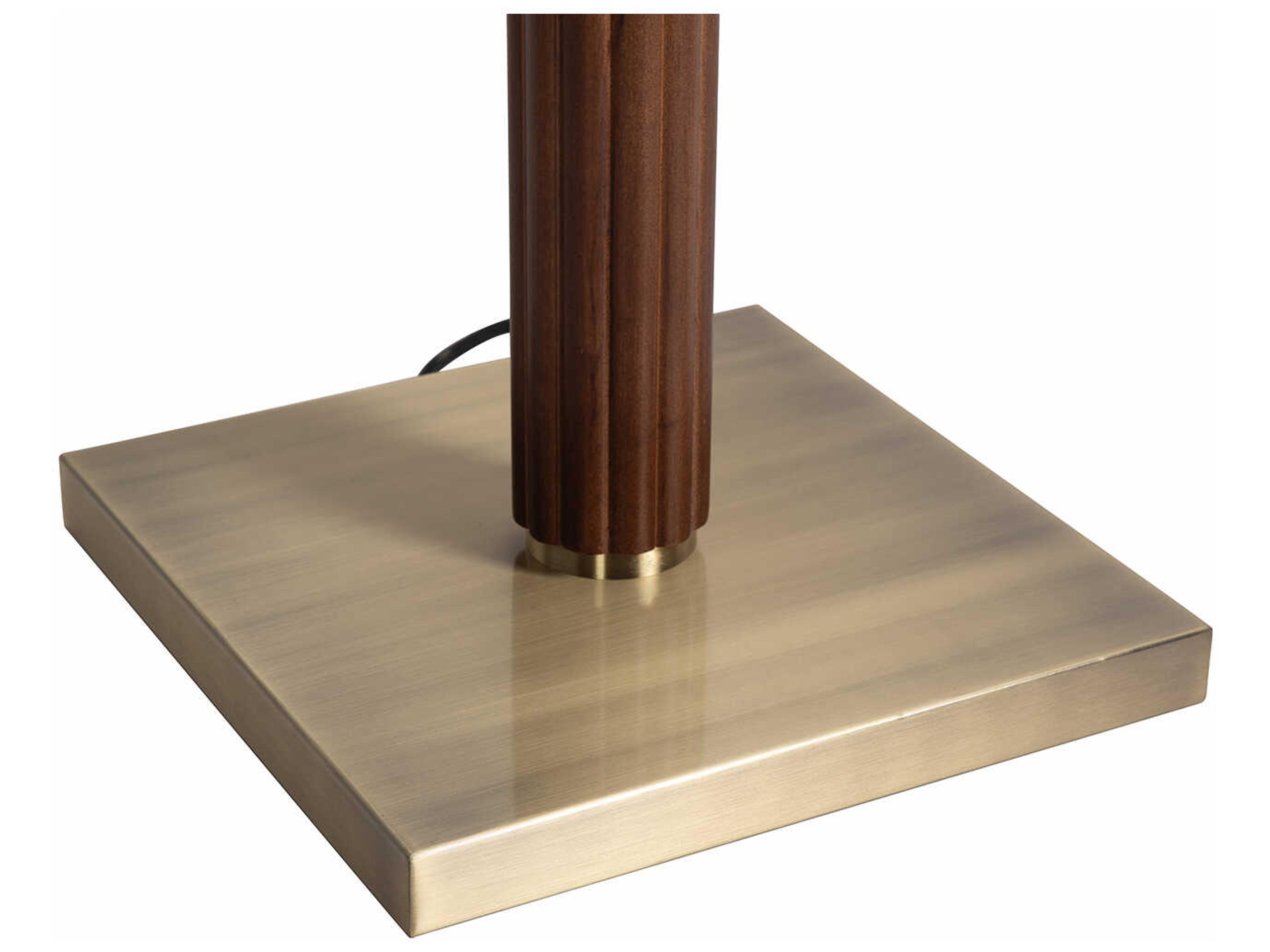 Nova Tambo Dark Walnut Weathered Brass Opal Glass Brown Floor Lamp