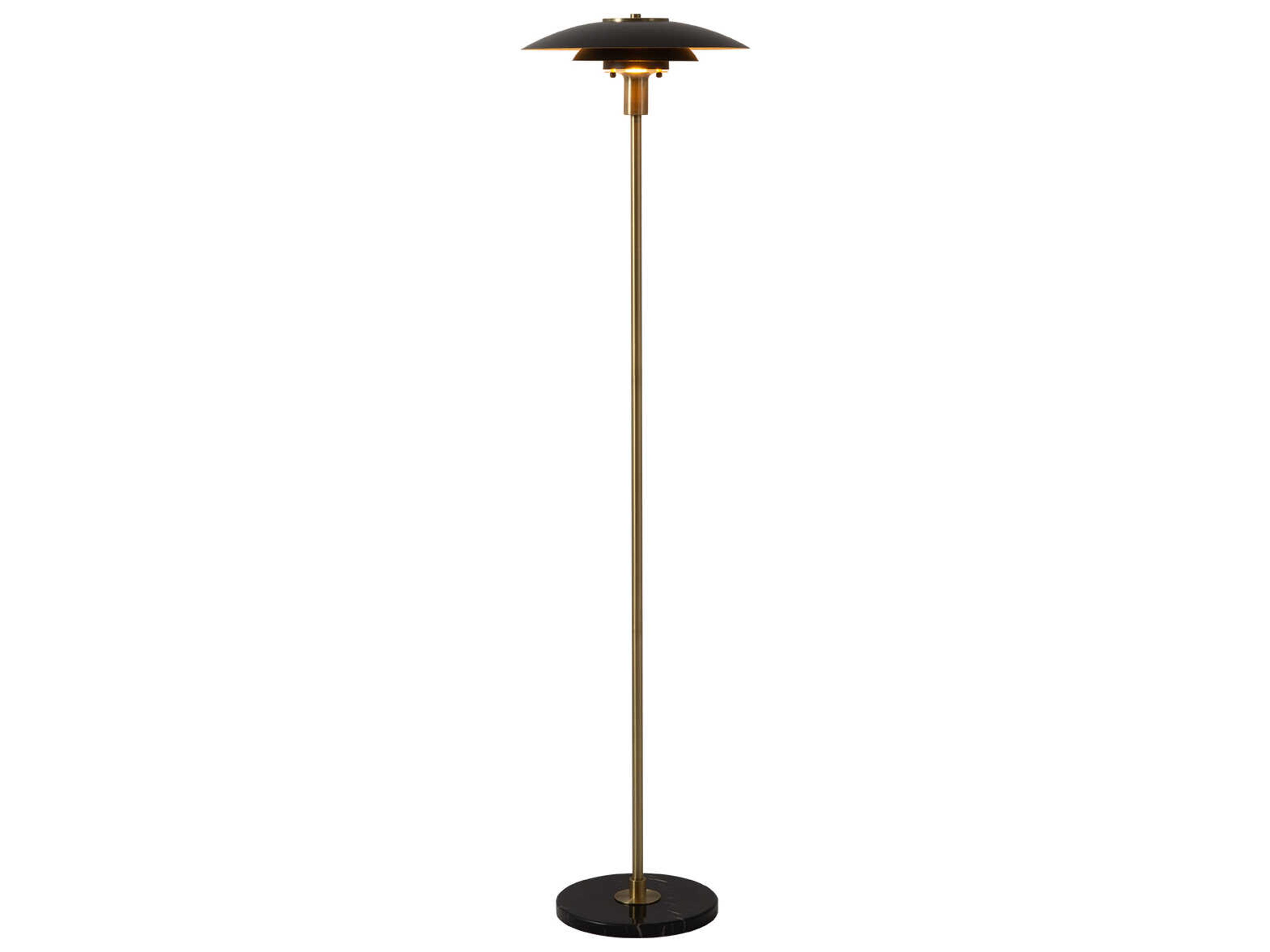 Rancho Mirage Matte Black Weathered Brass Steel Floor Lamp