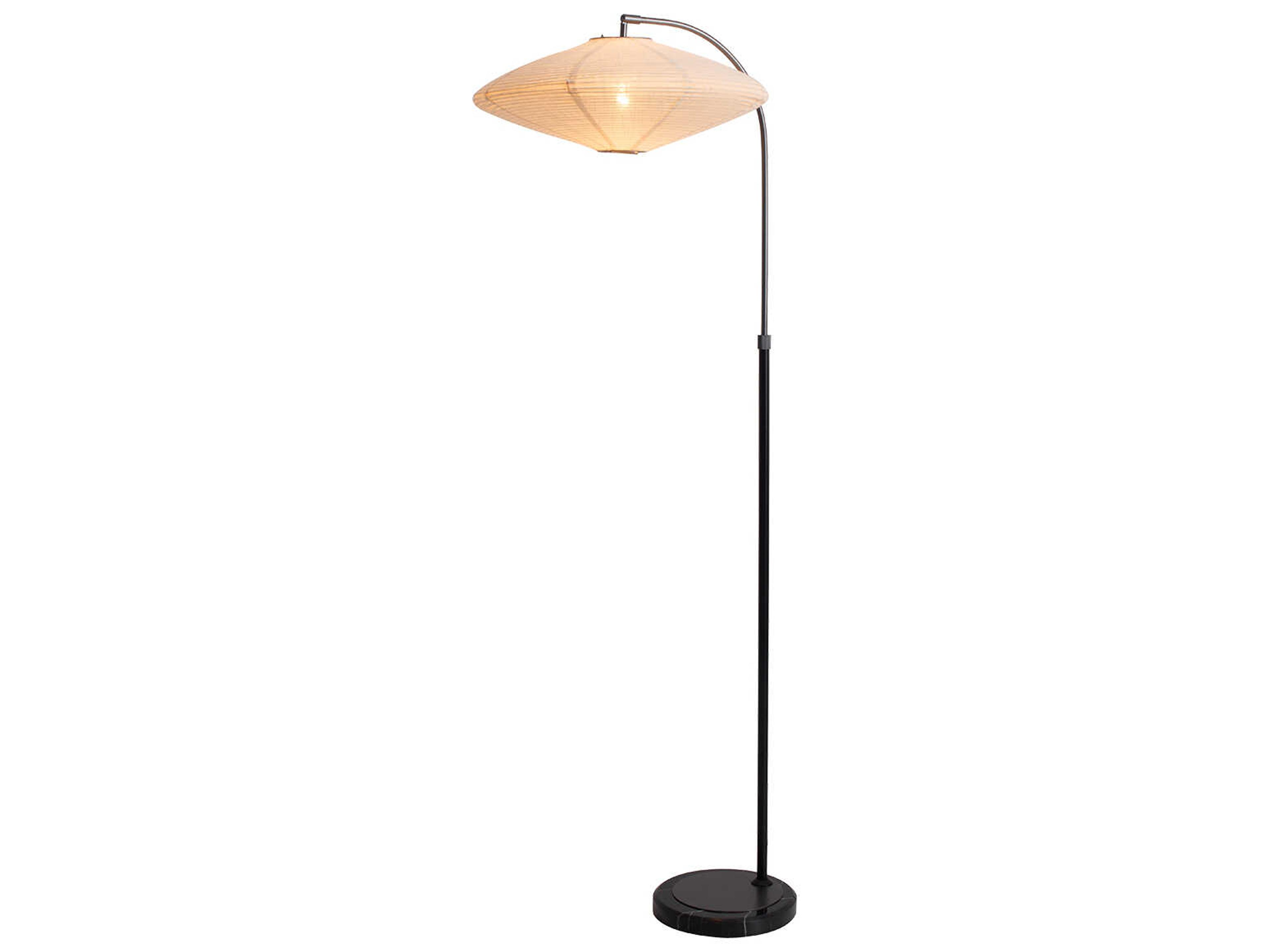 Roswell Matte Black White Linen Floor Lamp