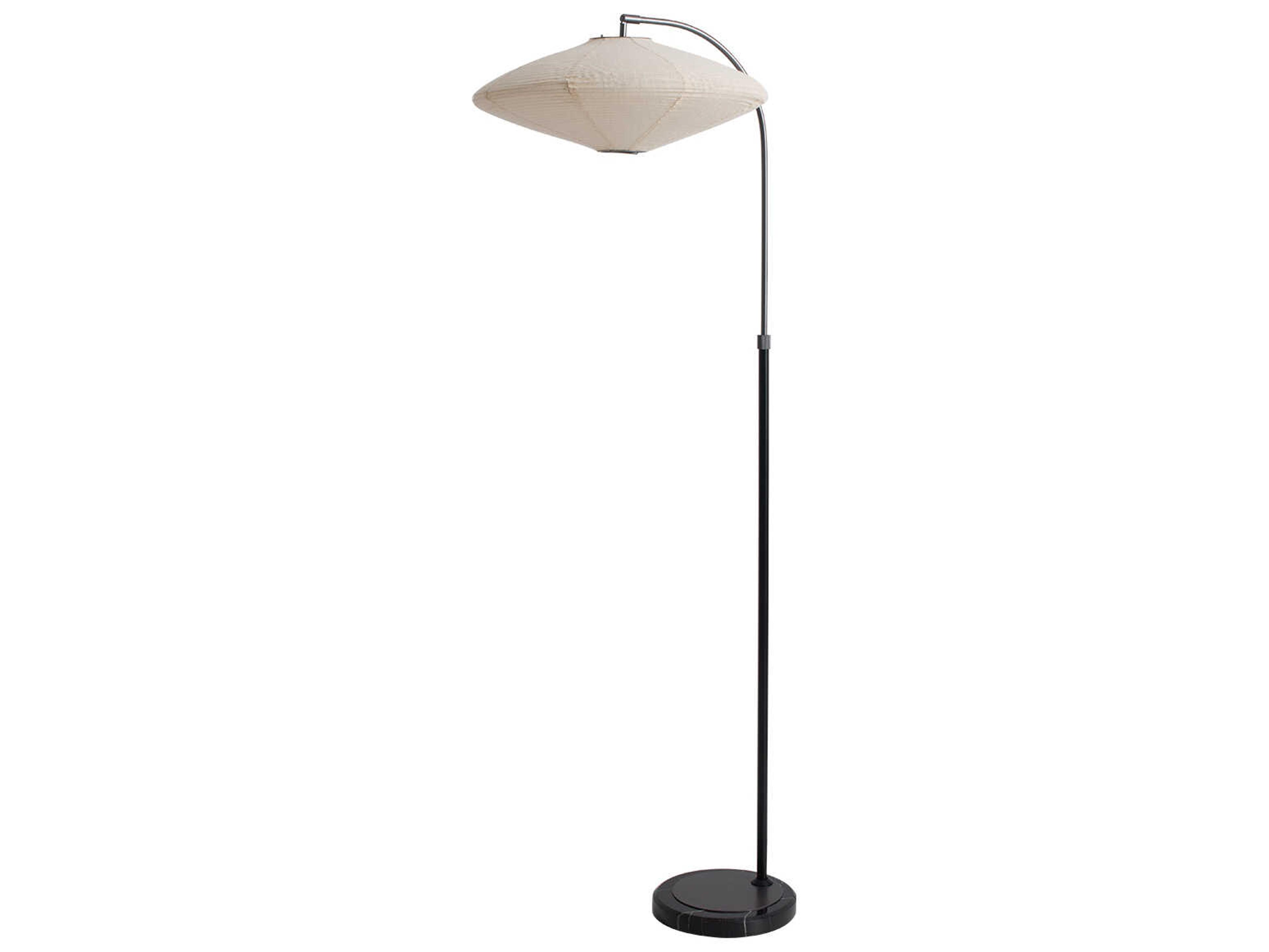 Nova Roswell Matte Black White Linen Floor Lamp
