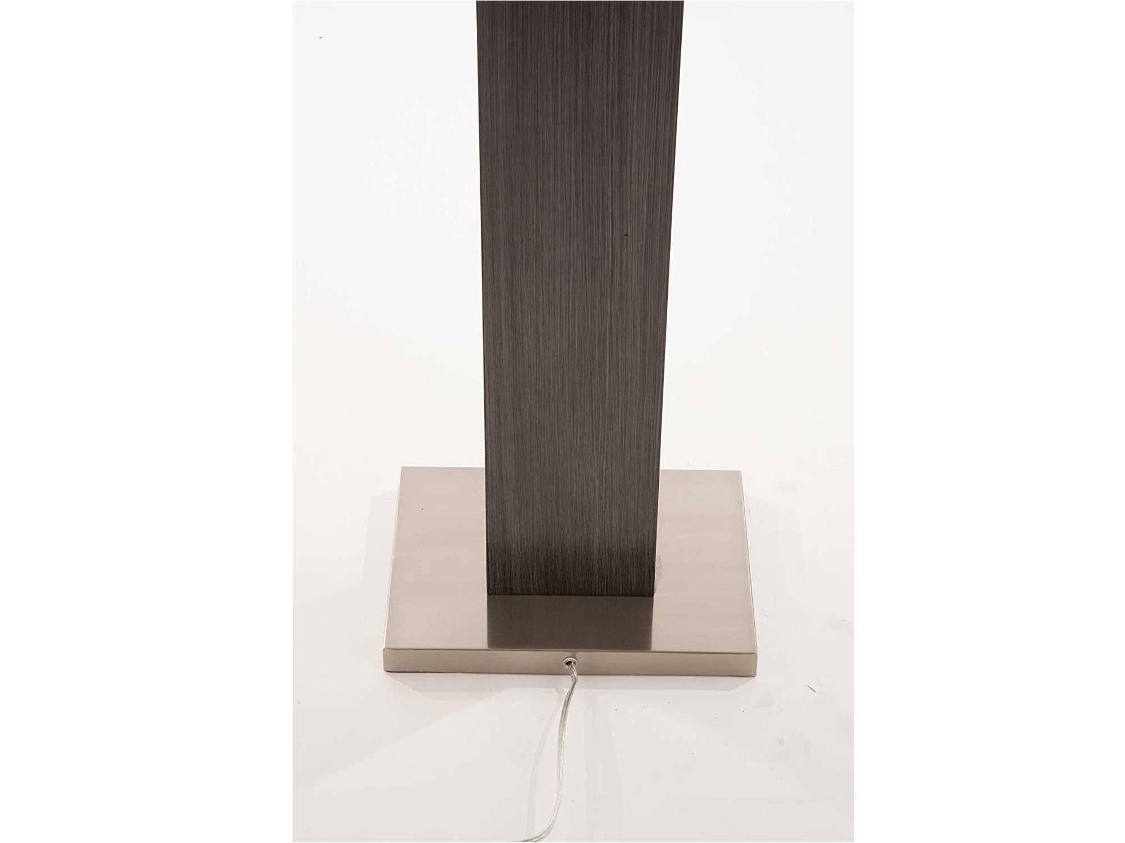 Nova Half Moon Charcoal Gray Brushed Nickel Off White Linen Floor Lamp