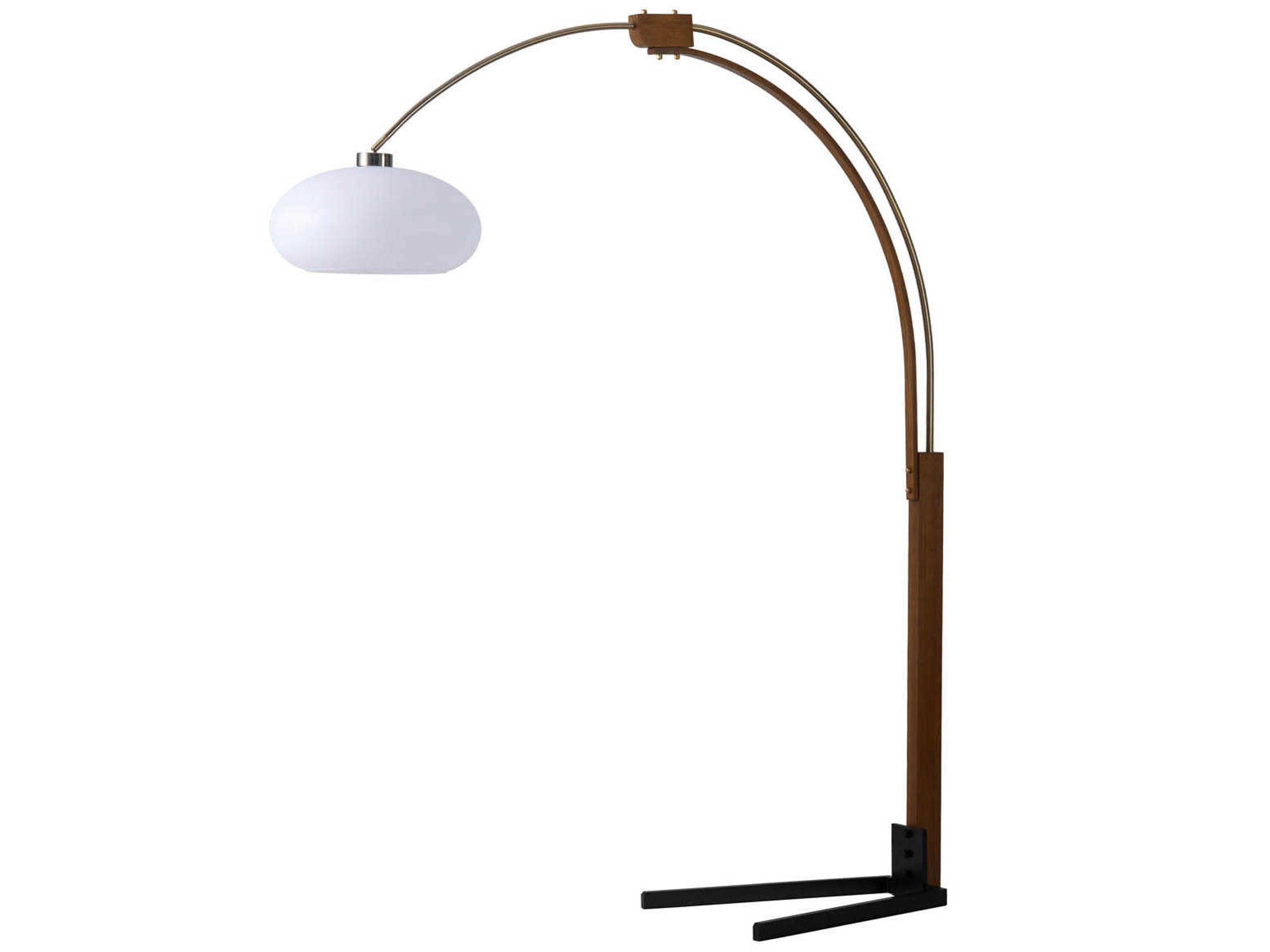 Nova Historical Re-Issue Morelli Weathered Brass Walnut White Lucite Floor Lamp