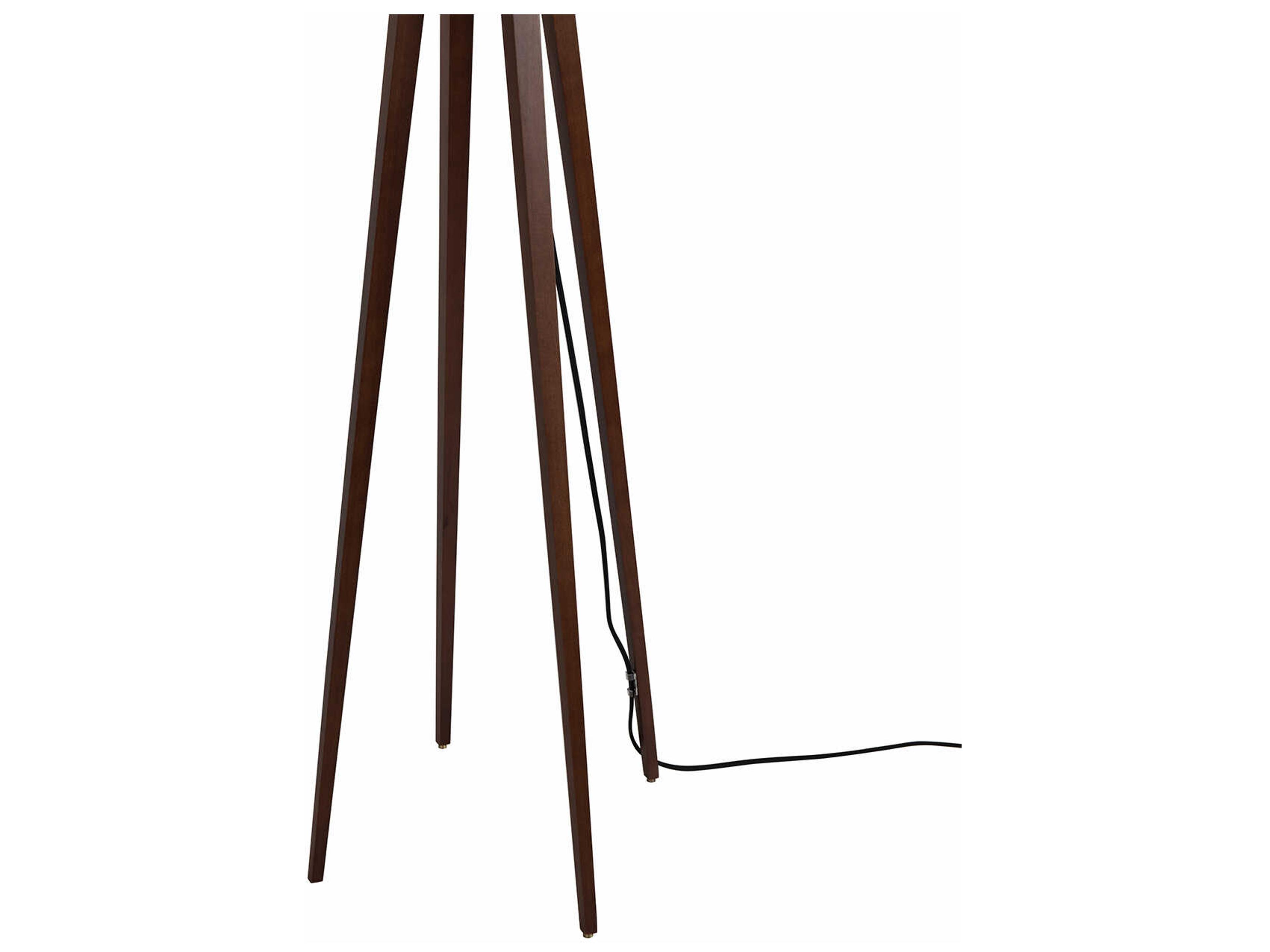 Nova Quattro Dark Walnut Weathered Brass White Linen Brown Floor Lamp