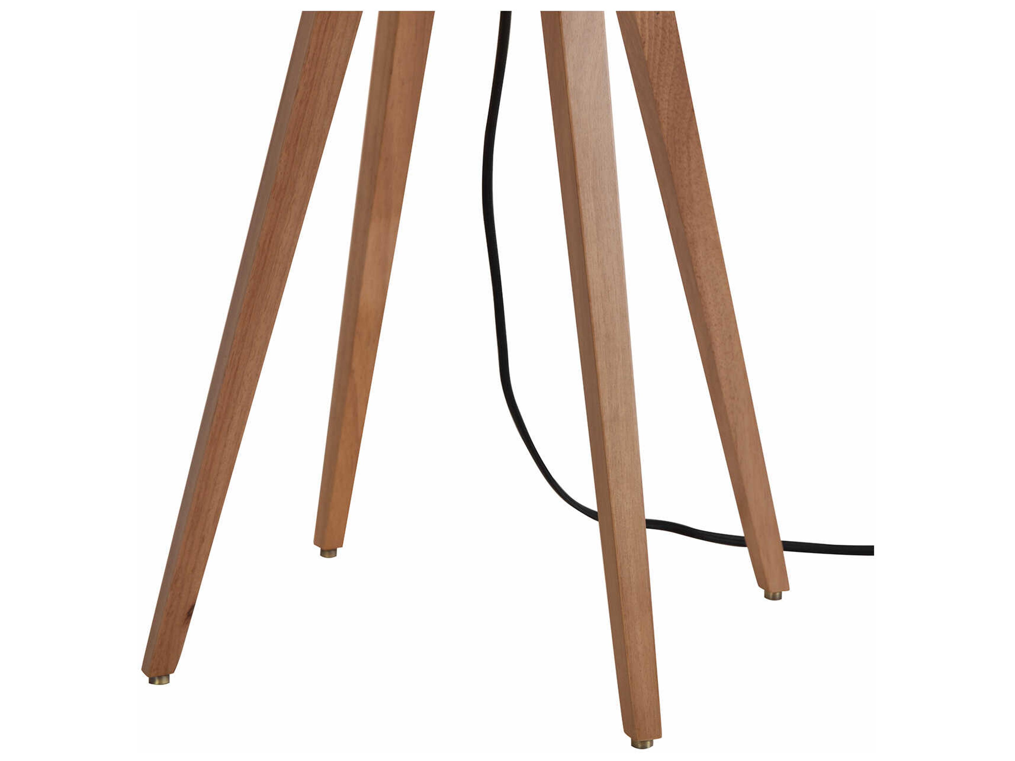 Nova Quattro Natural Ash Weathered Brass White Linen Brown Floor Lamp