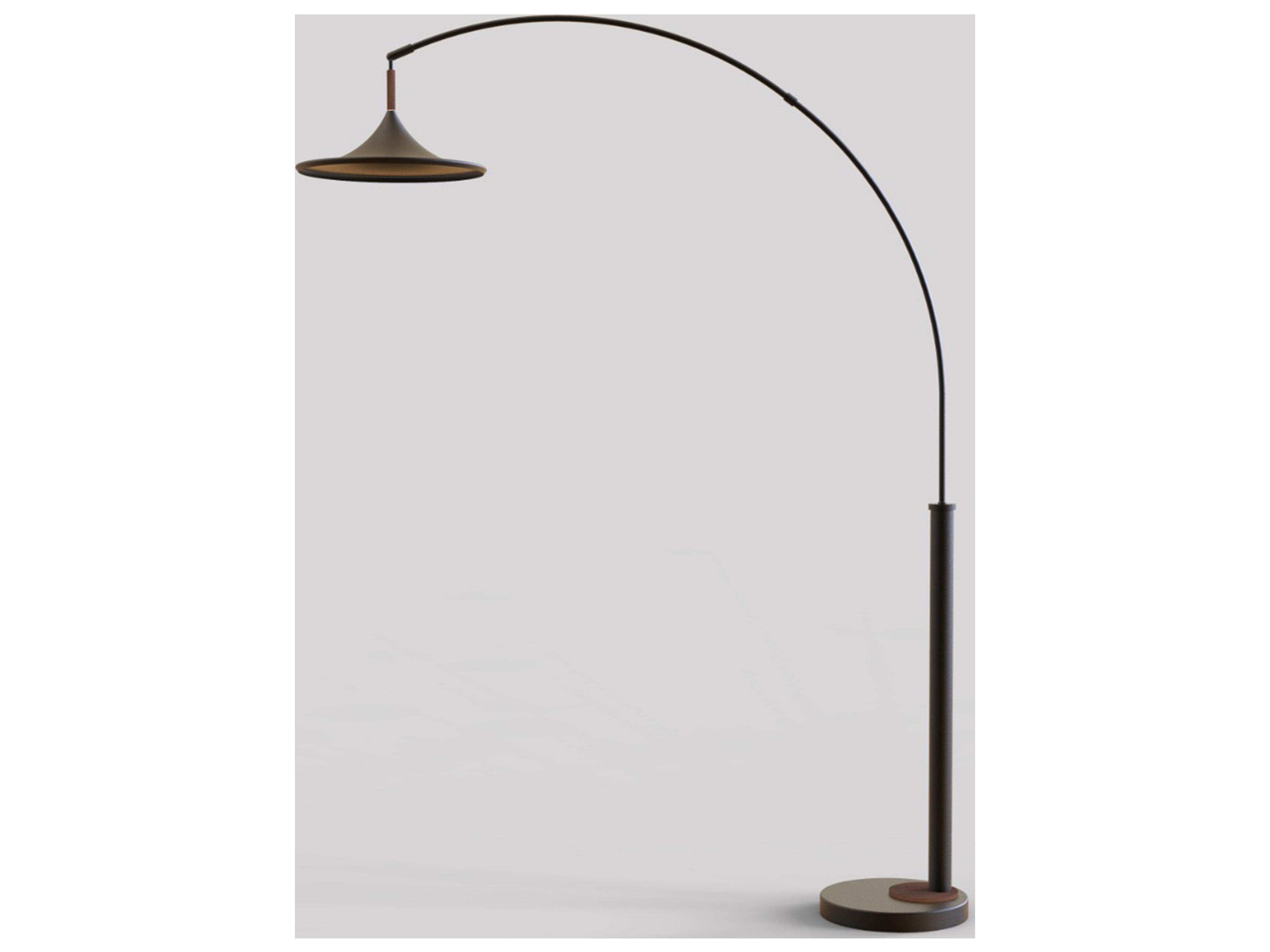 Lodi Matte Black Walnut Floor Lamp