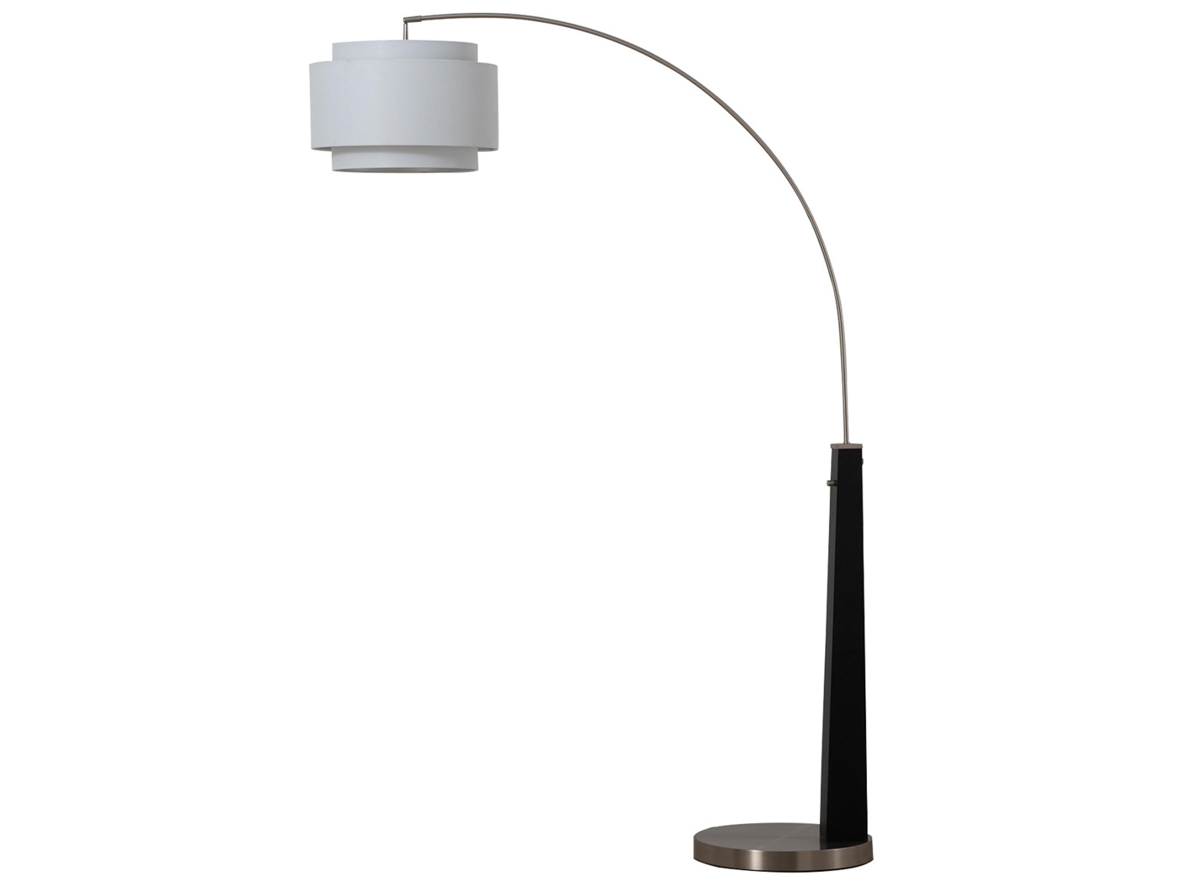 Nova Bone Porcelain Coronado Matte Black Satin Nickel White Linen Floor Lamp