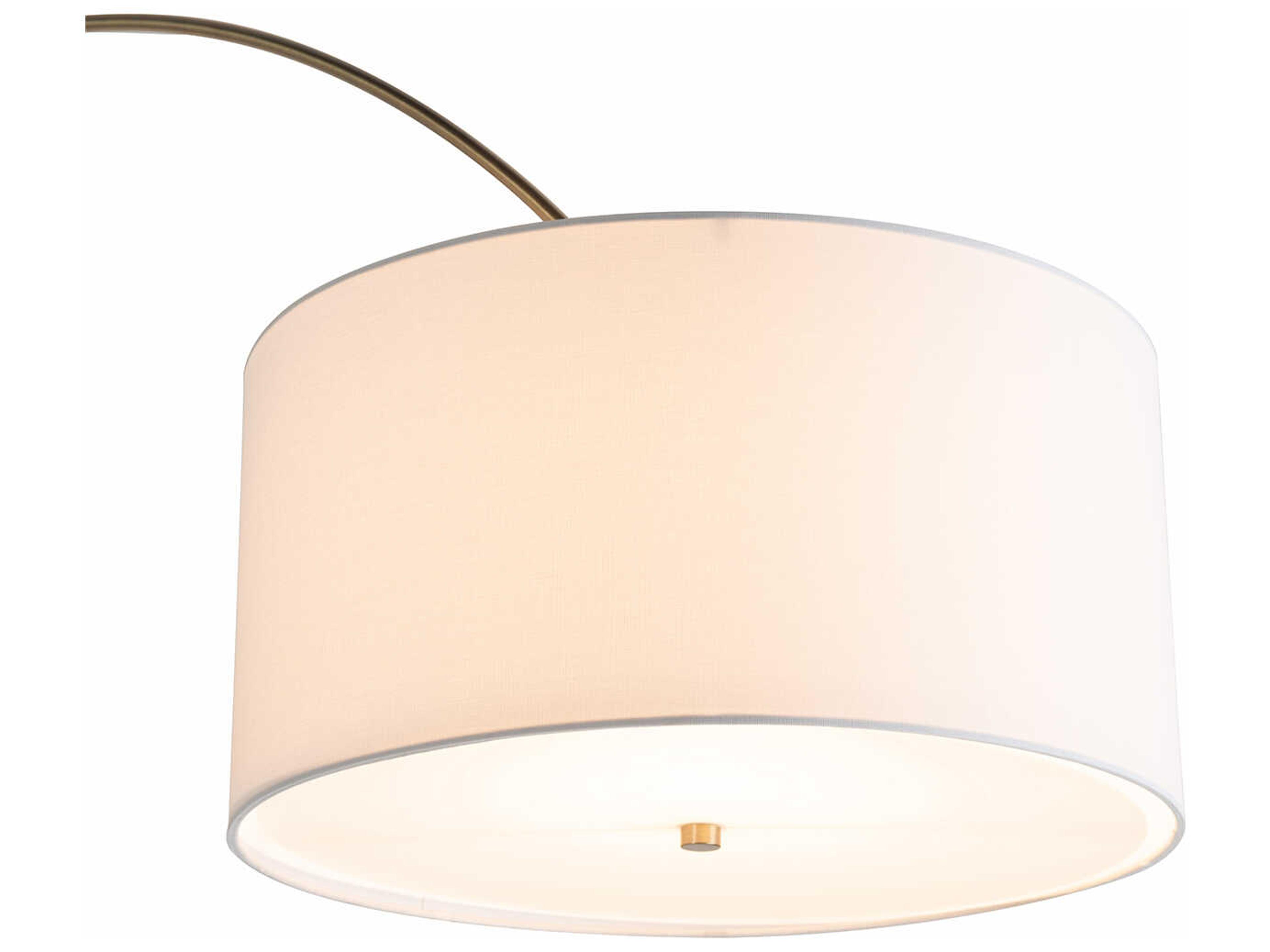 Nova Tambo Dark Walnut Weathered Brass White Linen Floor Lamp