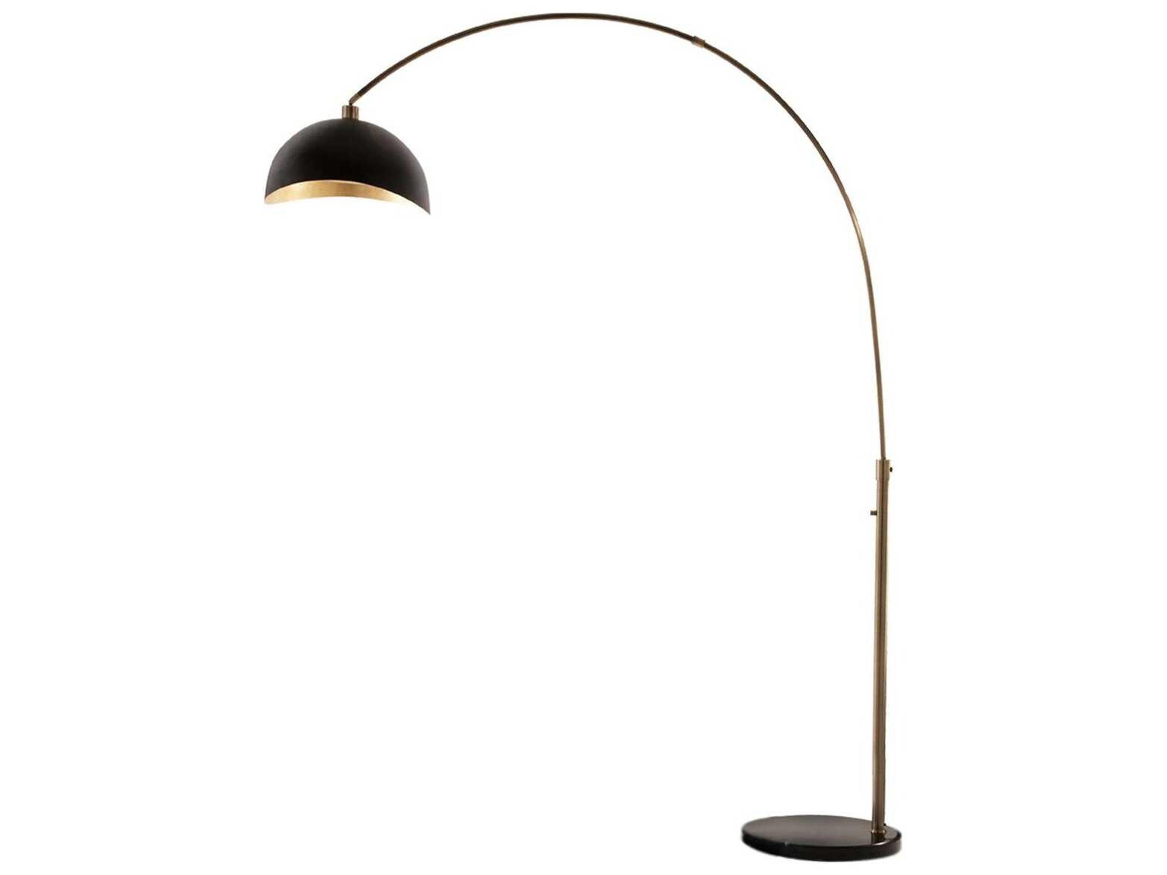 Luna Bella Arc Floor Lamp in Weathered Brass and Black Marble