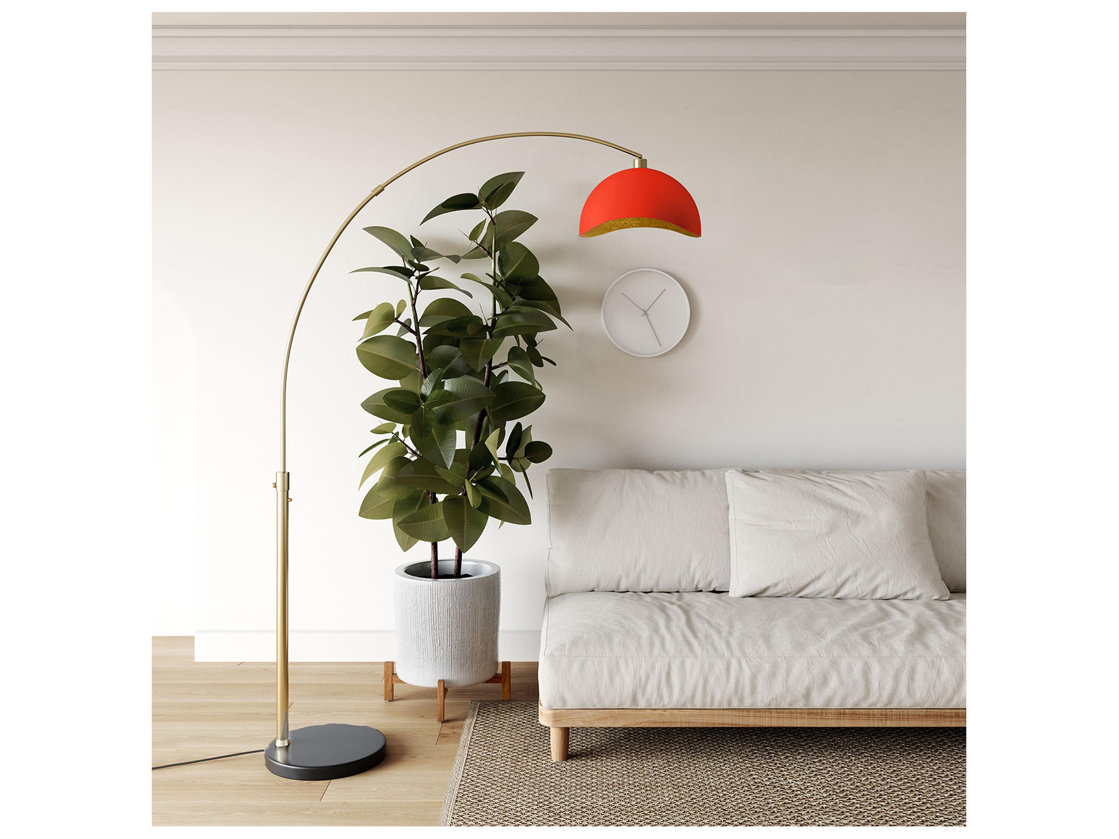 Nova Luna Bella Weathered Brass & Red Floor Lamp