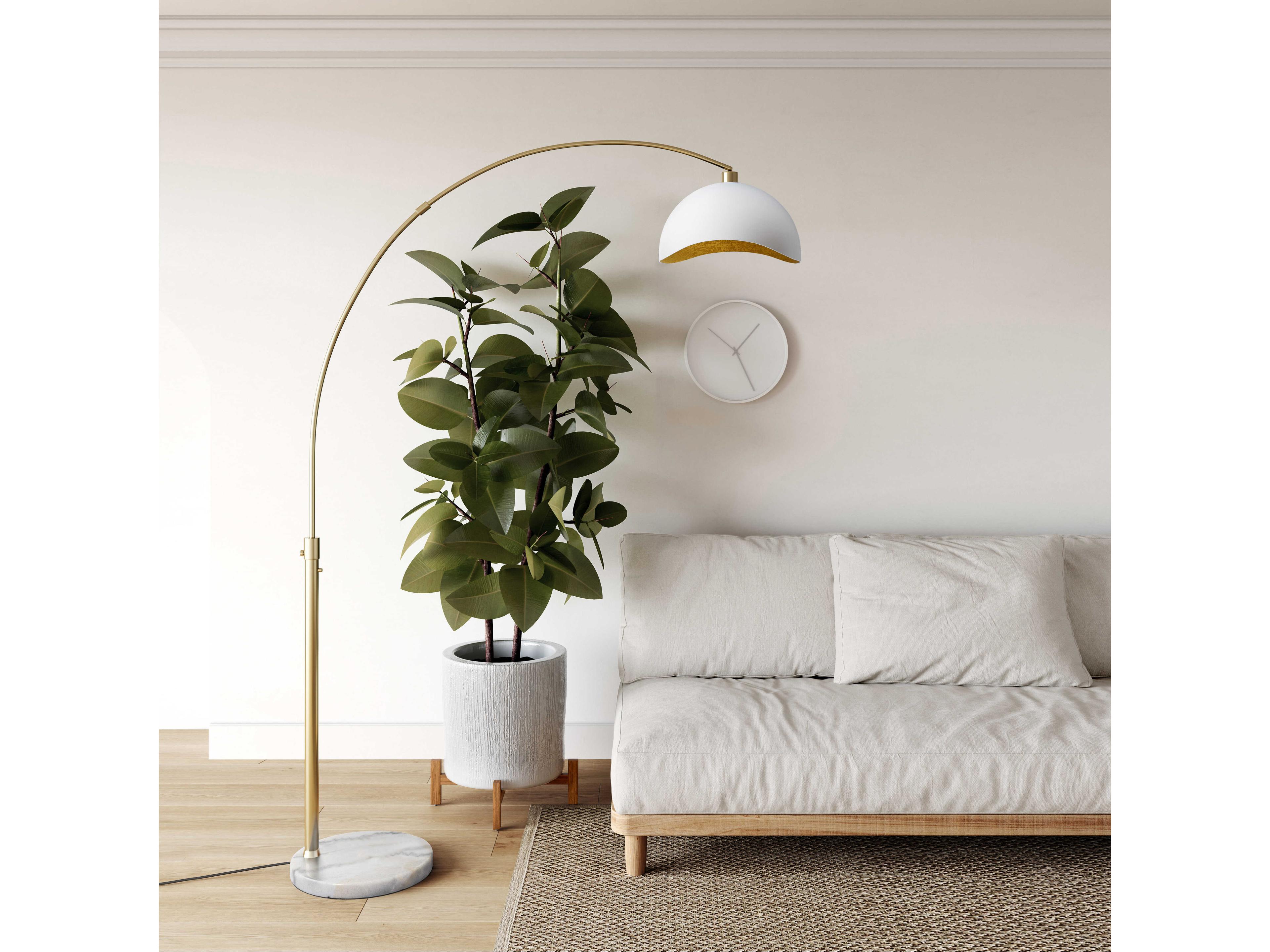 Nova Luna Bella Weathered Brass White Steel Floor Lamp