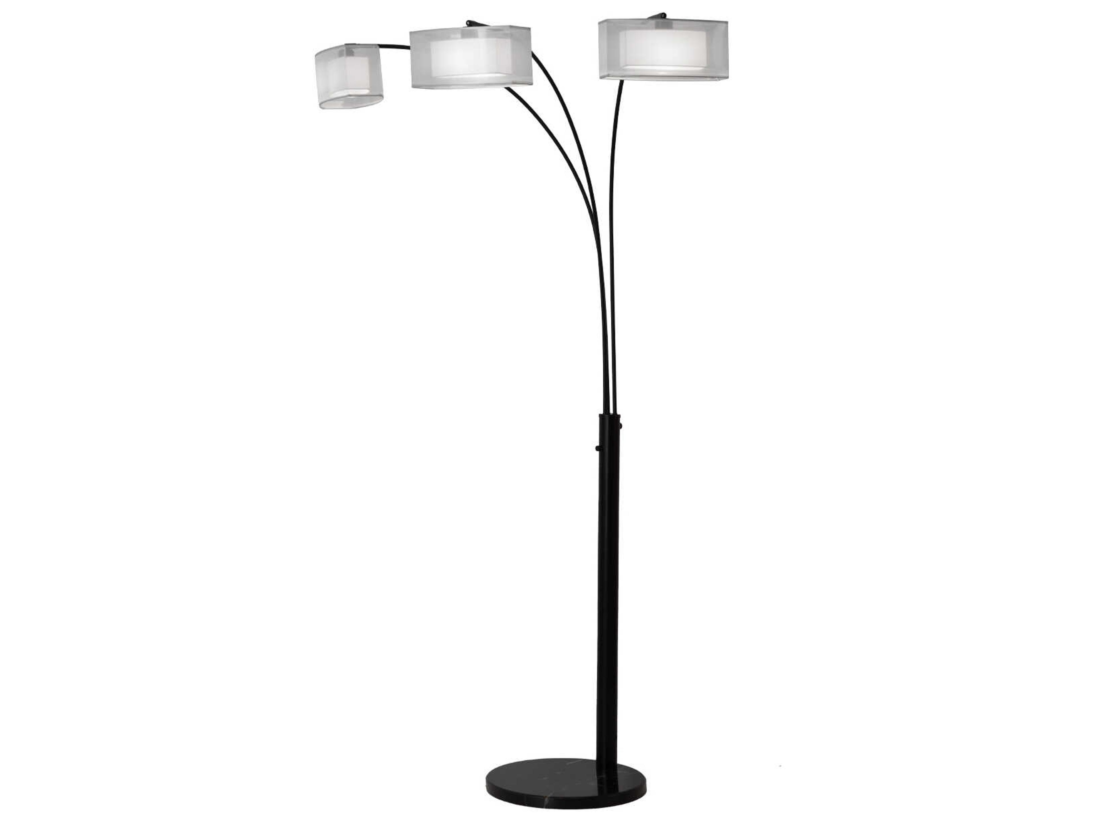 Nova Amarillo Matte Black White Organza Floor Lamp