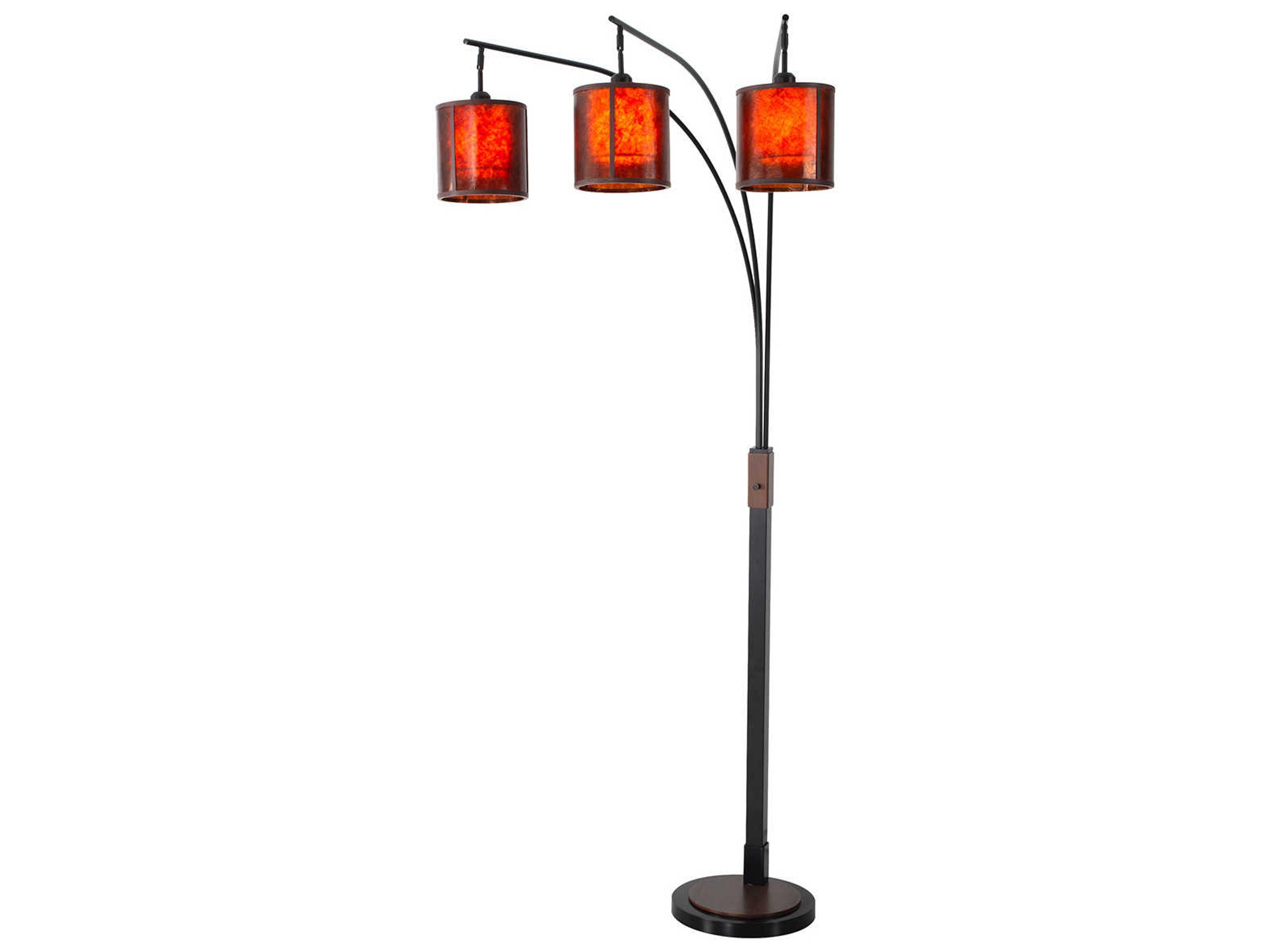 Layered Gunmetal Matte Black Amber Mica Nickel Floor Lamp