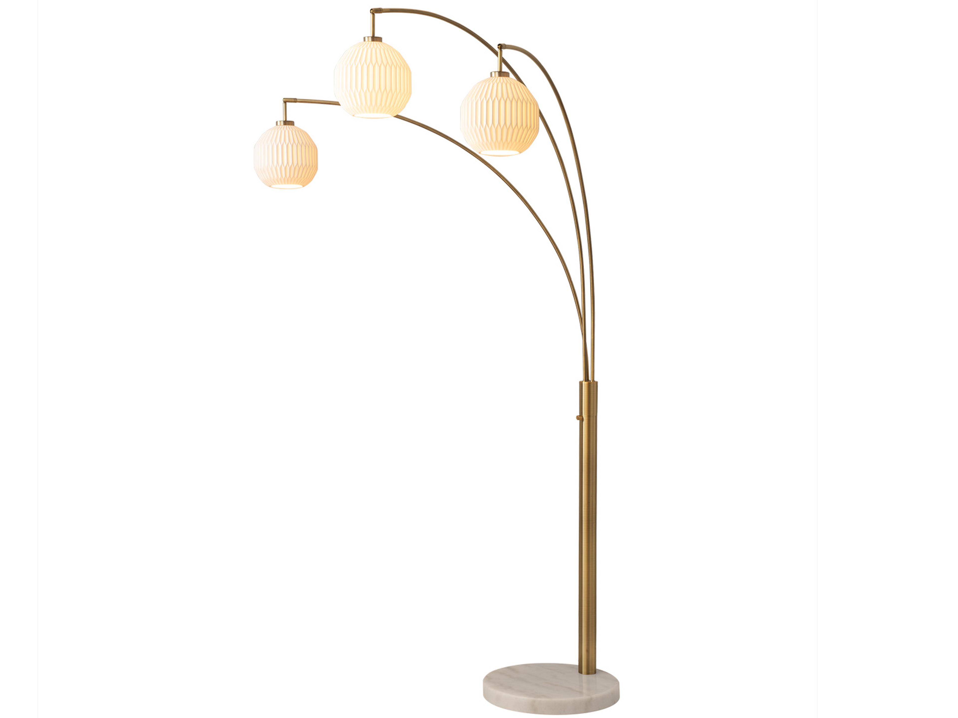 Moraga Arc Floor Lamp with 3 Bone Porcelain Shades