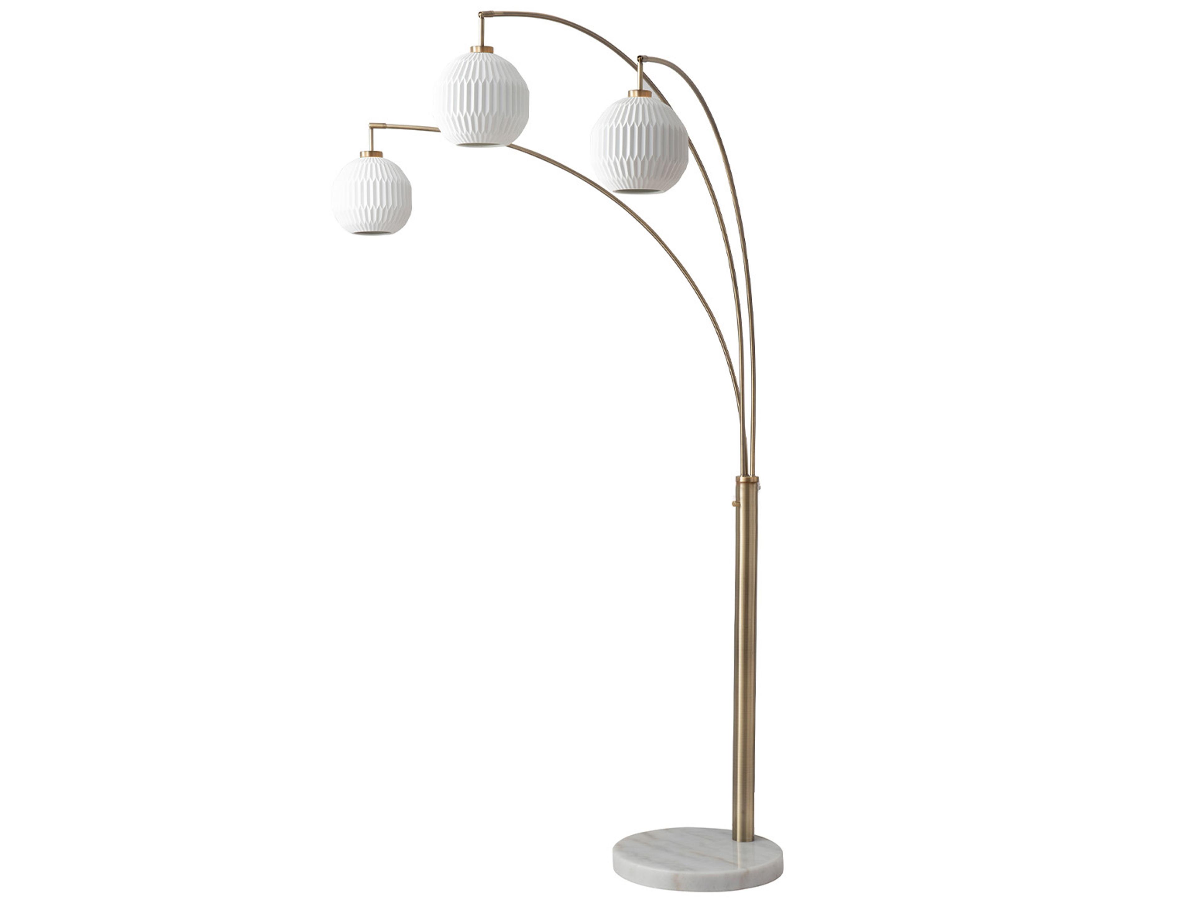 Nova Bone Porcelain Moraga Weathered Brass White Floor Lamp