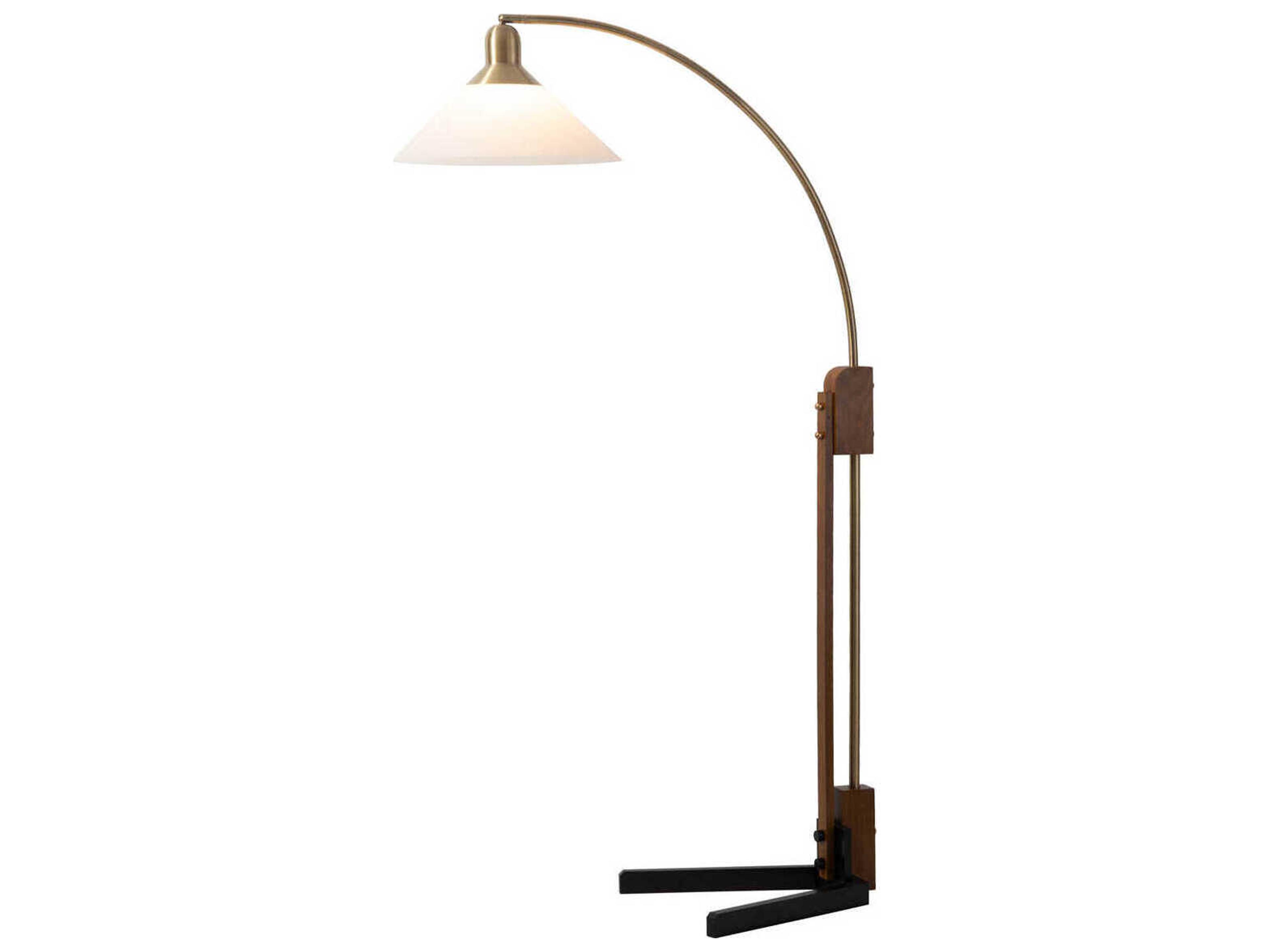 Historical Re-Issue Melmar Weathered Brass White Lucite Floor Lamp
