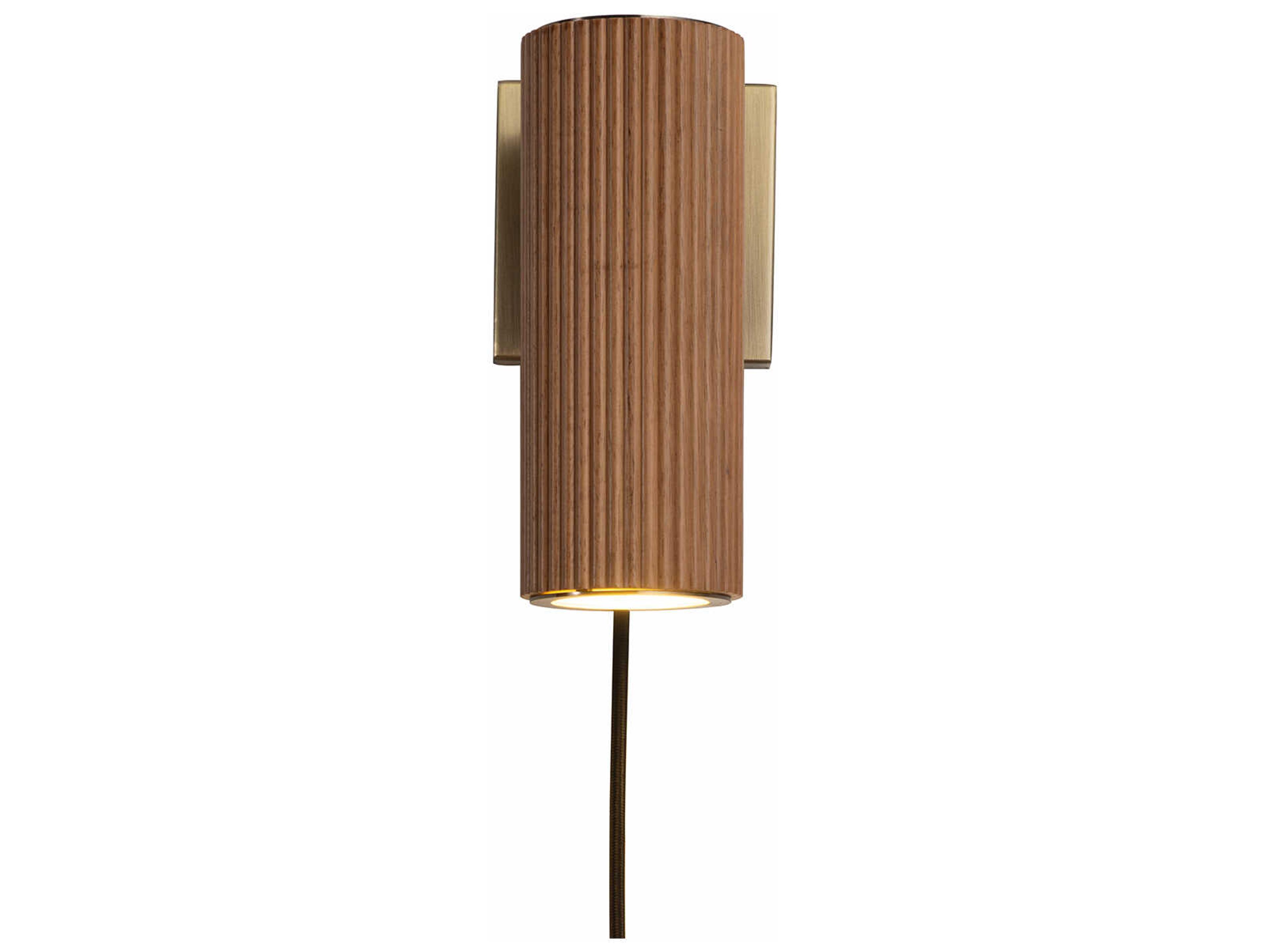 Nova Tambo 1-Light Natural Ash Weathered Brass Brown Wall Sconce