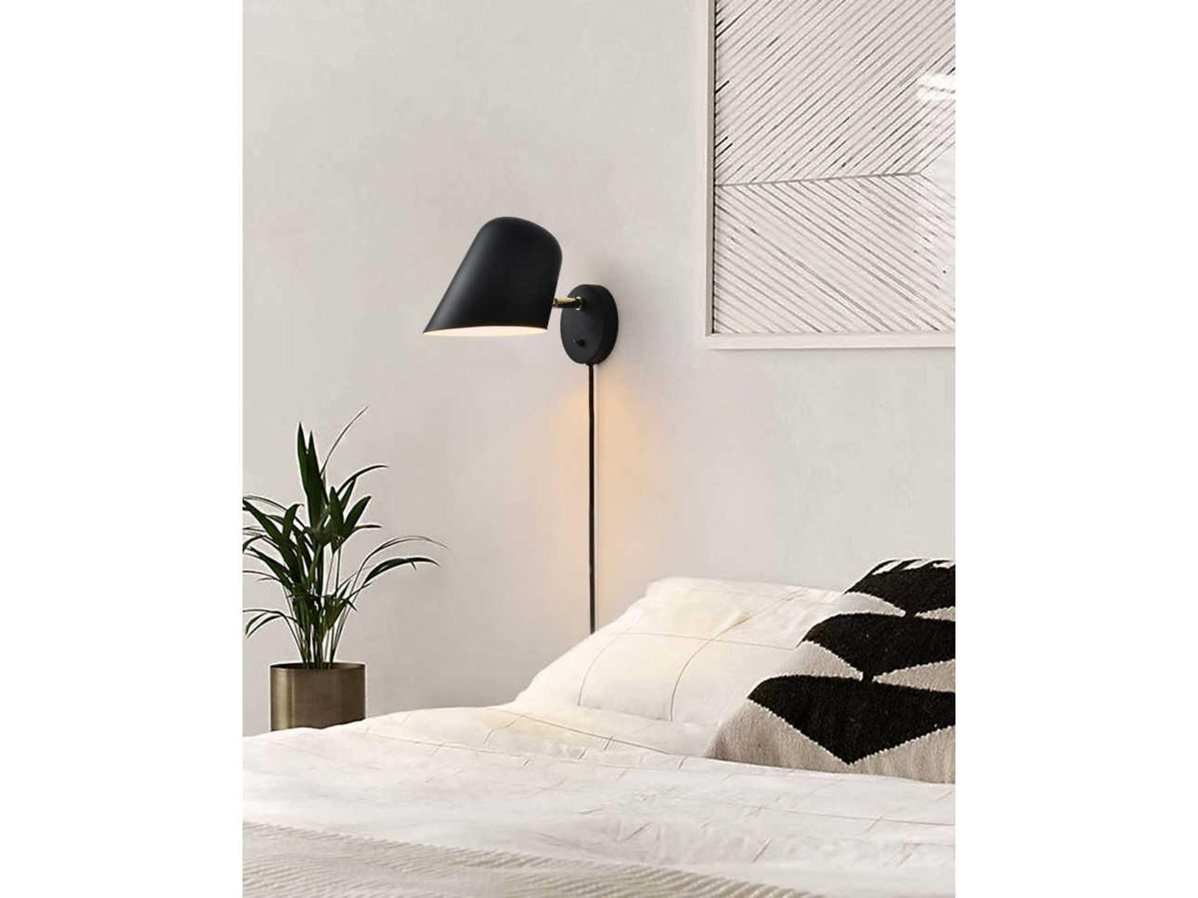 Nova Culver 1-Light Brushed Brass Black Wall Sconce