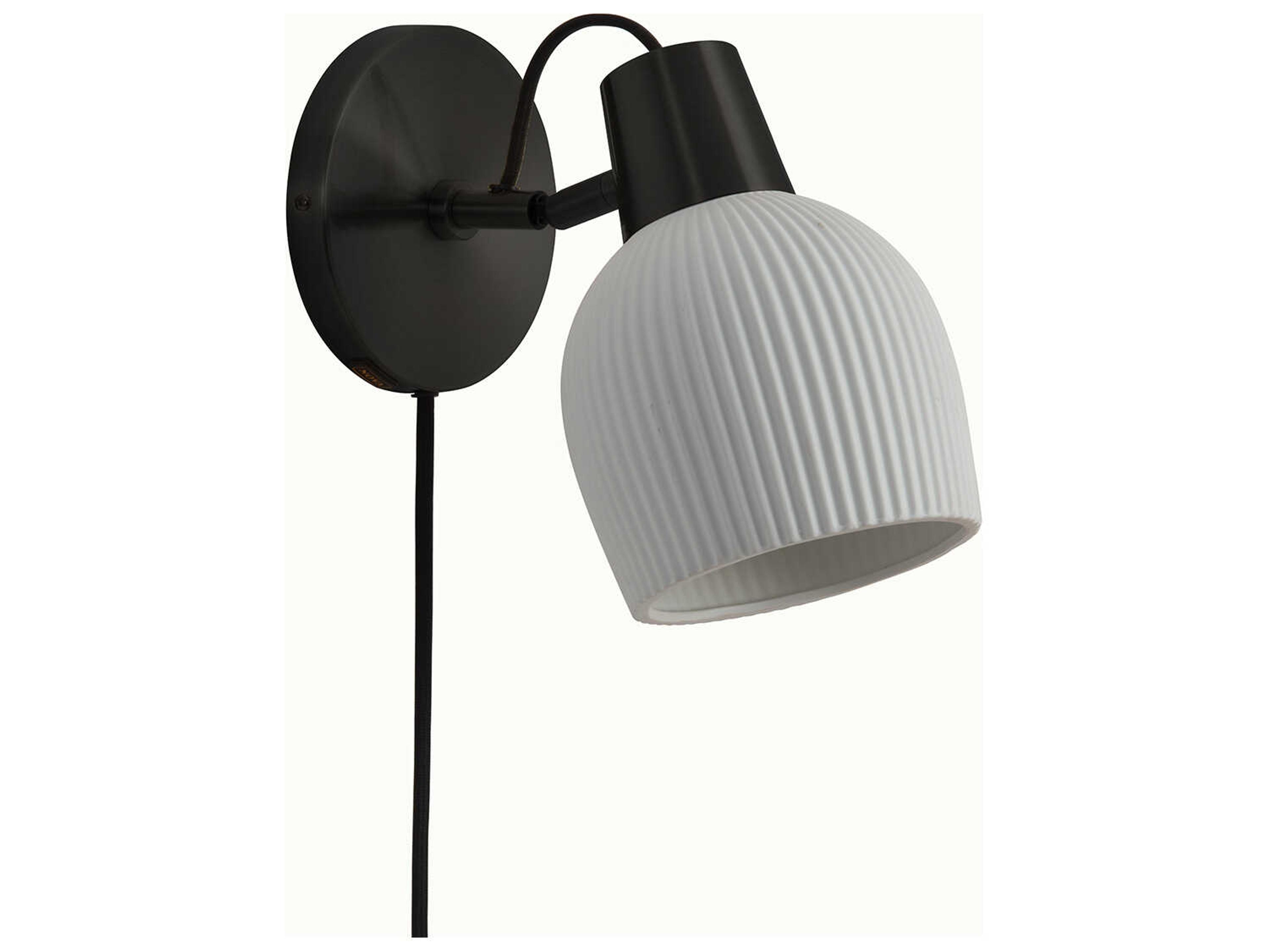 Nova Bone Porcelain Petaluma 1-Light Matte Black Wall Sconce
