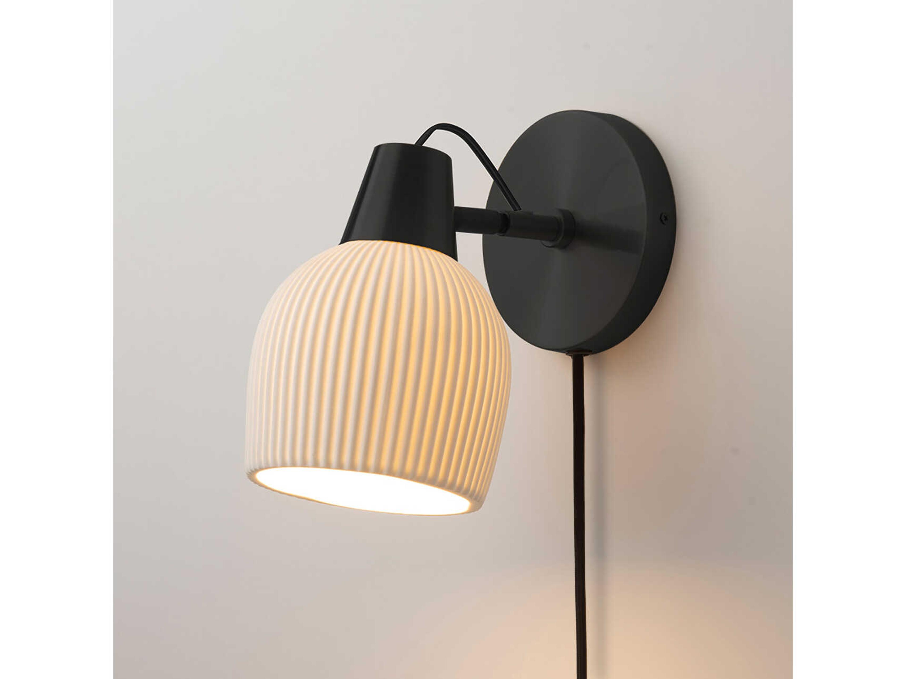 Nova Bone Porcelain Petaluma 1-Light Matte Black Wall Sconce